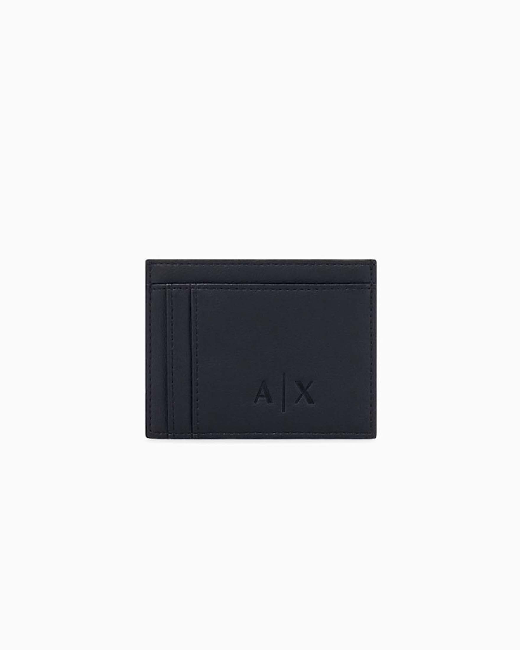 Portacarte Armani Exchange nero in similpelle con logo impresso image