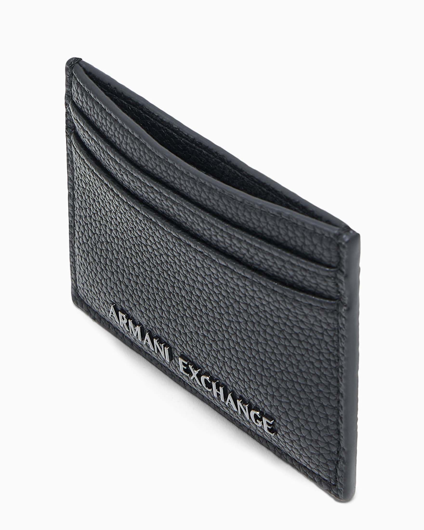 Portacarte Armani Exchange nero in similpelle martellata con logo in metallo image