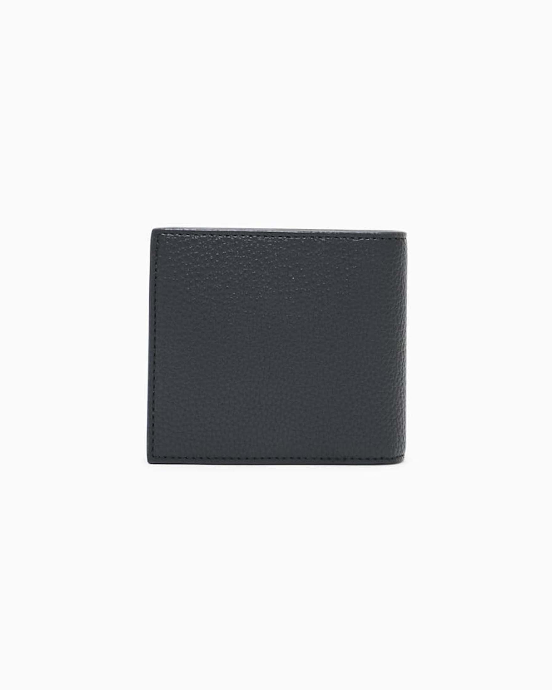 Portafoglio Armani Exchange nero in similpelle con logo in metallo brunito image