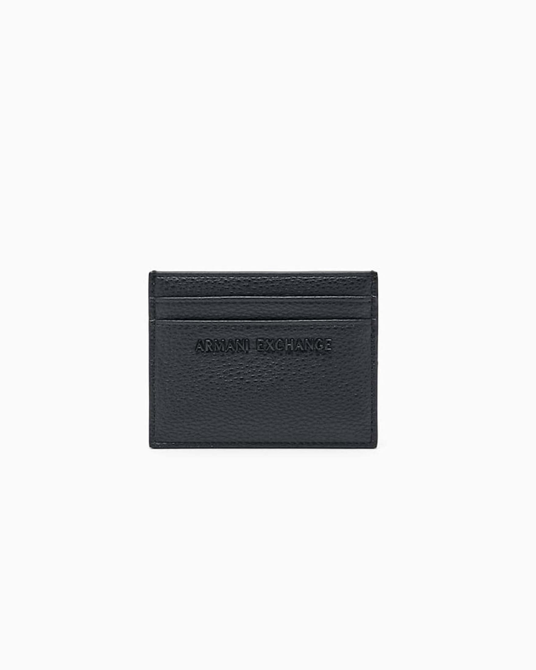 Portacarte Armani Exchange nero in similpelle con logo in metallo brunito