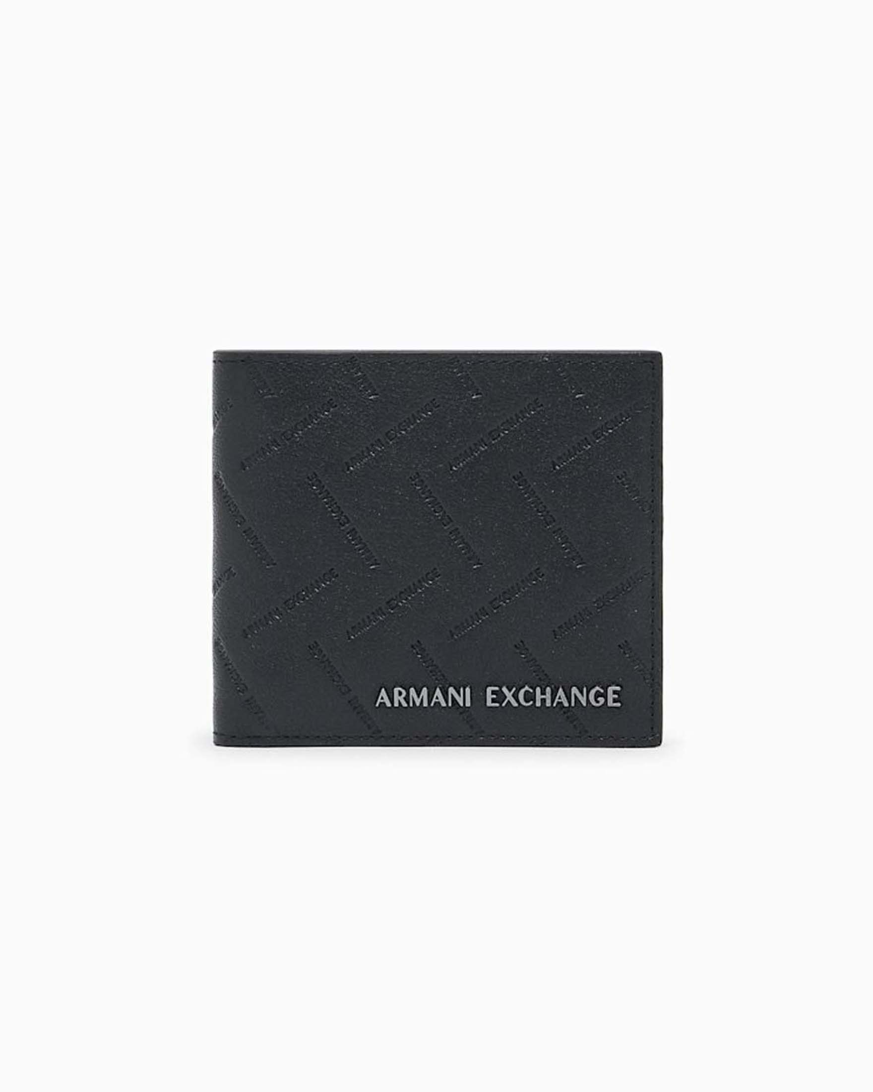 Portafoglio Armani Exchange nero in pelle con logo in rilievo