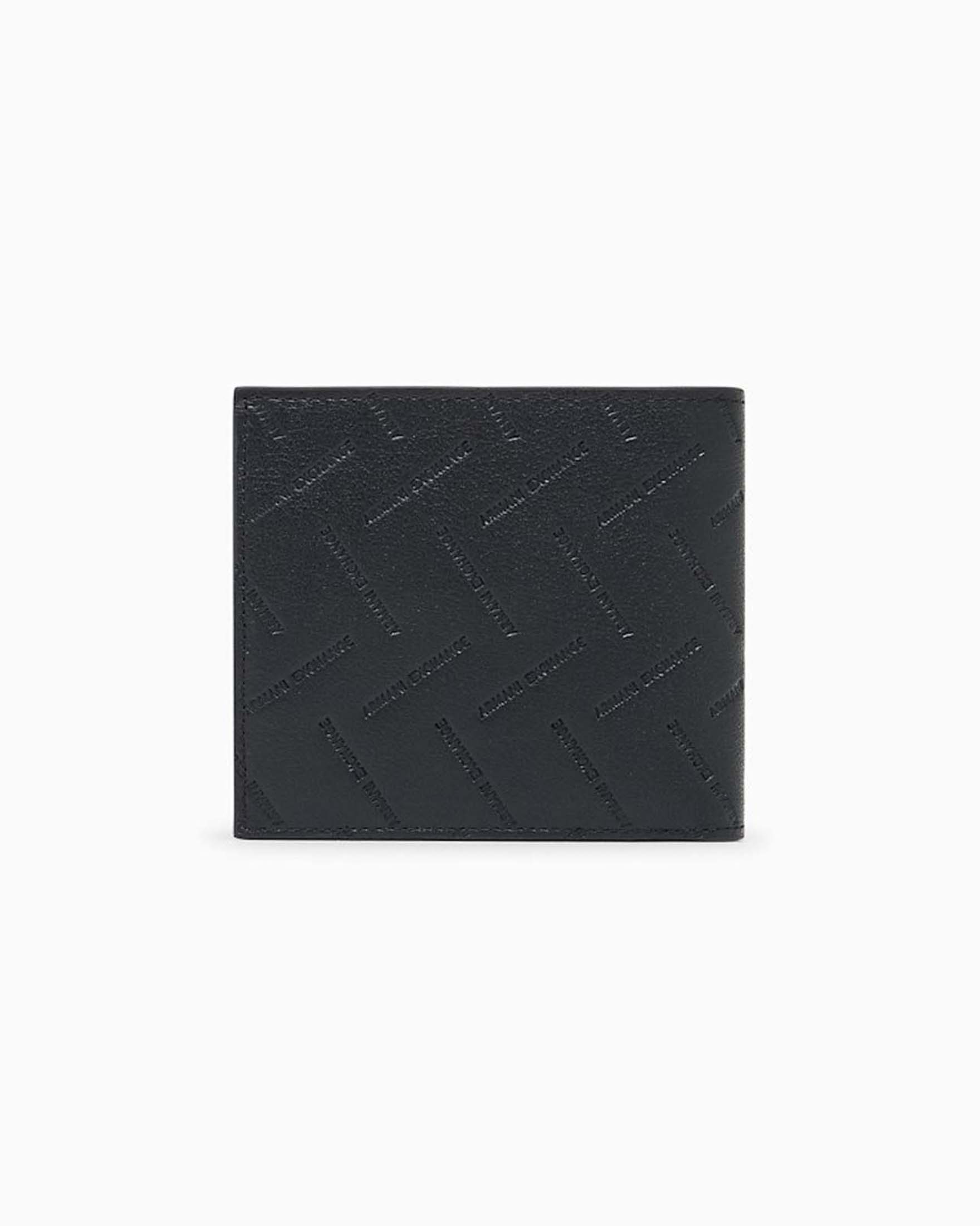 Portafoglio Armani Exchange nero in pelle con logo in rilievo image