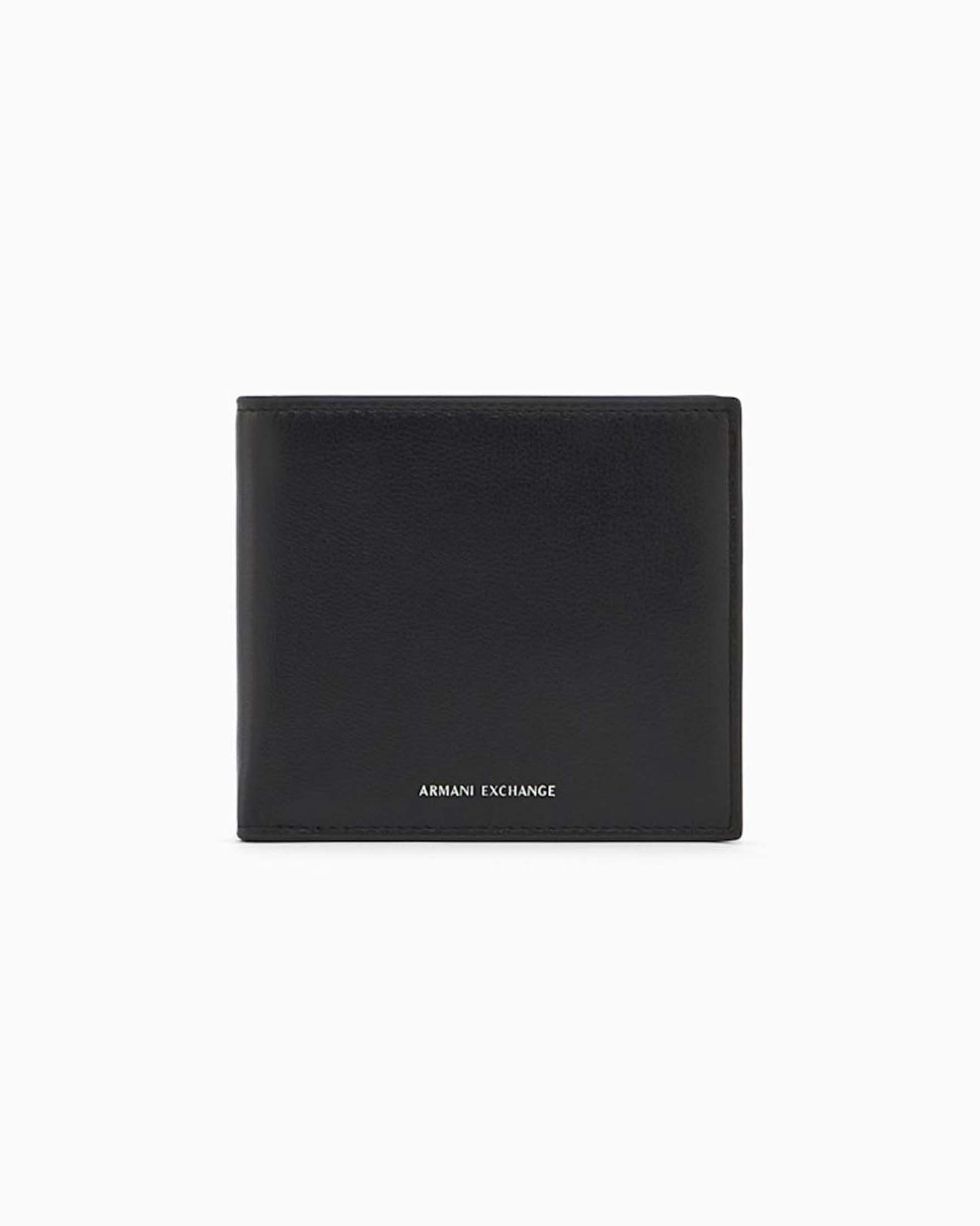 Portafoglio Armani Exchange nero in pelle liscia con logo