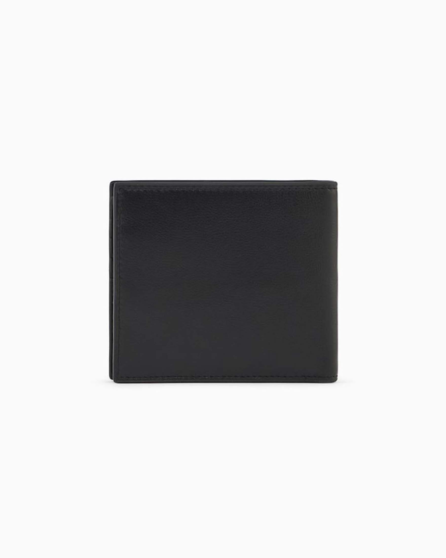 Portafoglio Armani Exchange nero in pelle liscia con logo image