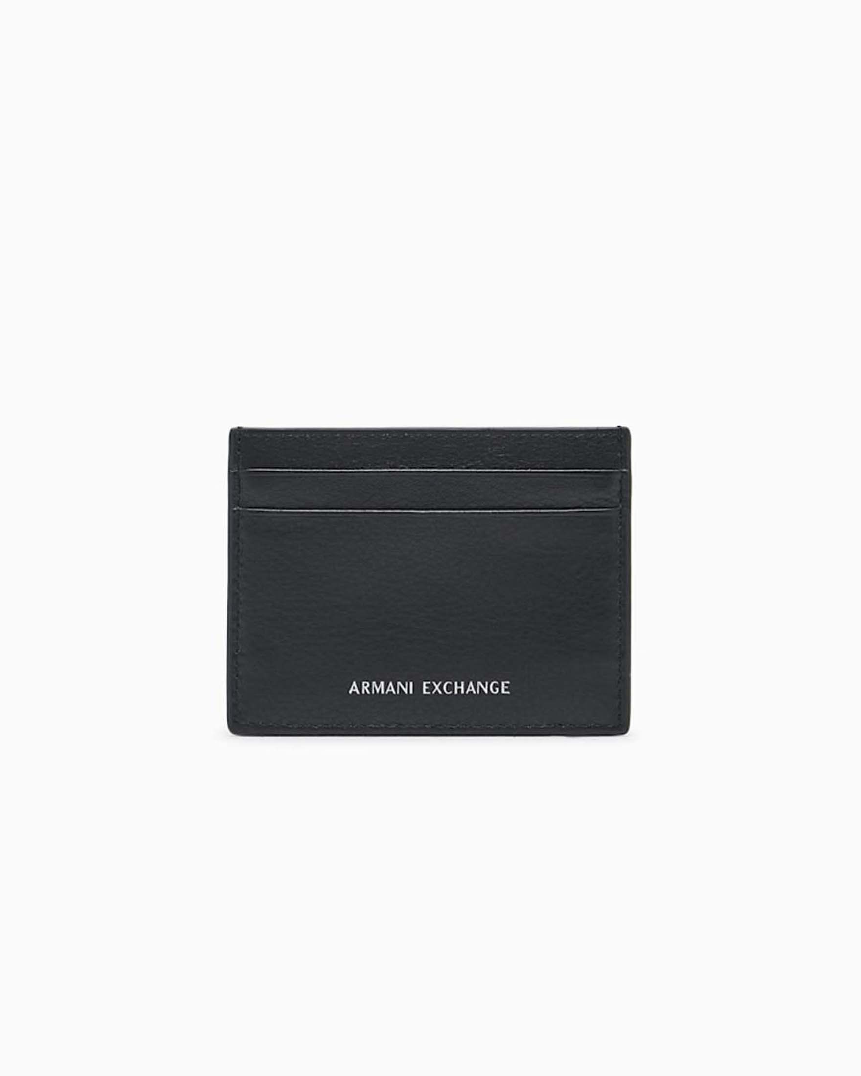 Porta carte Armani Exchange nero in pelle liscia con logo