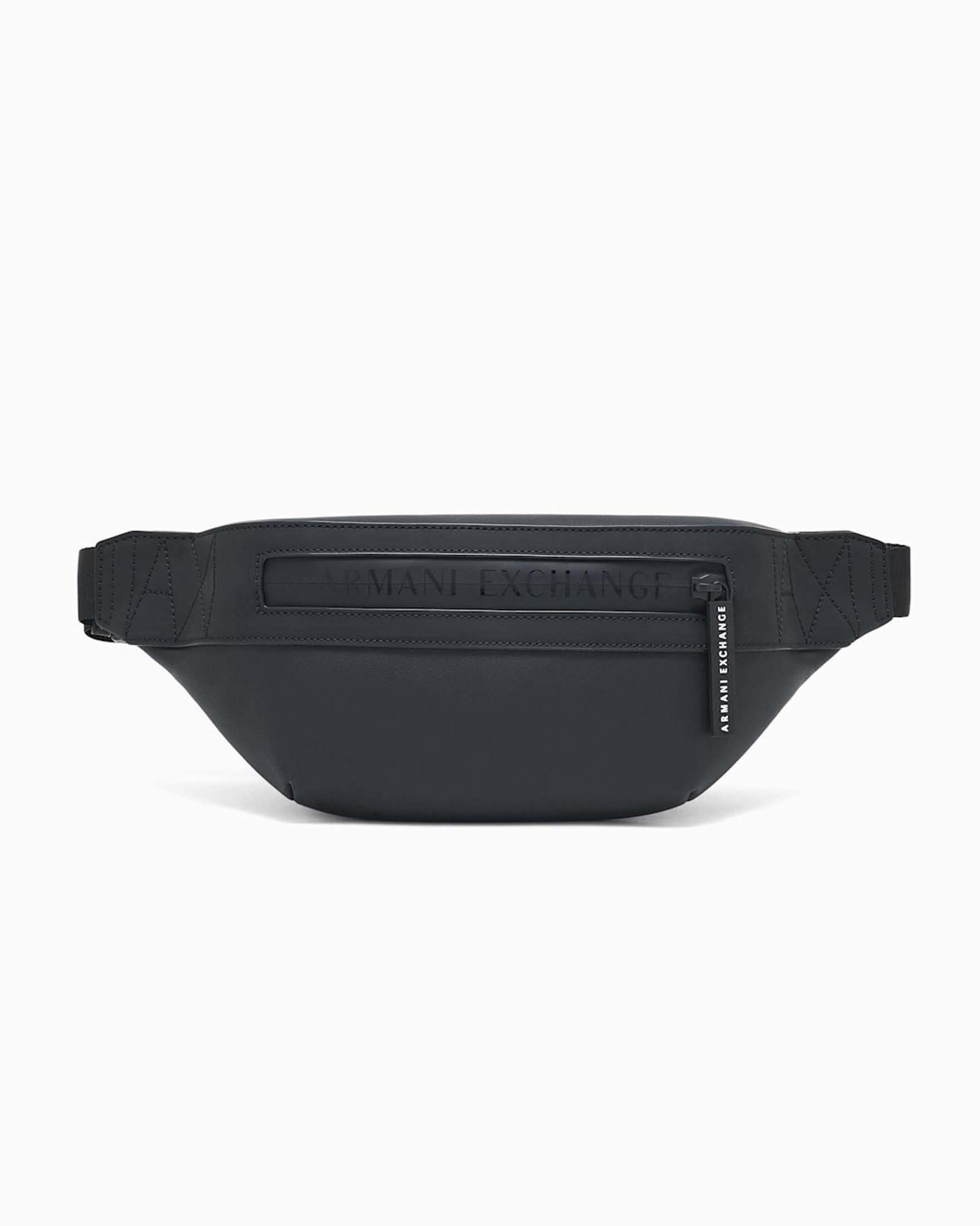 Marsupio Armani Exchange nero in similpelle con zip nastrata e logo