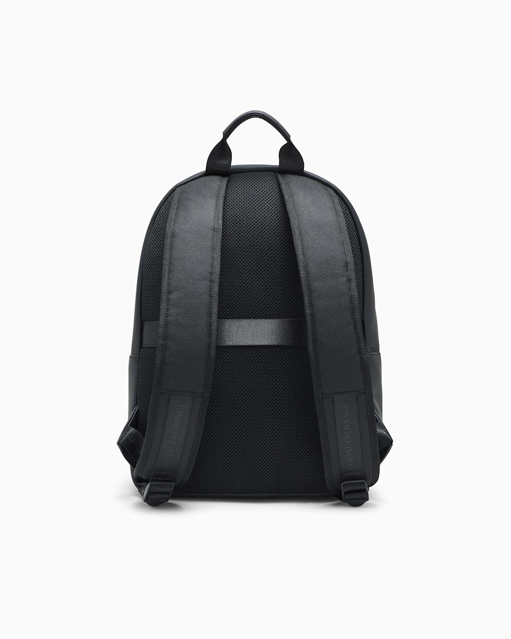 Zaino Armani Exchange nero in nylon e similpelle con patch logo in rilievo image