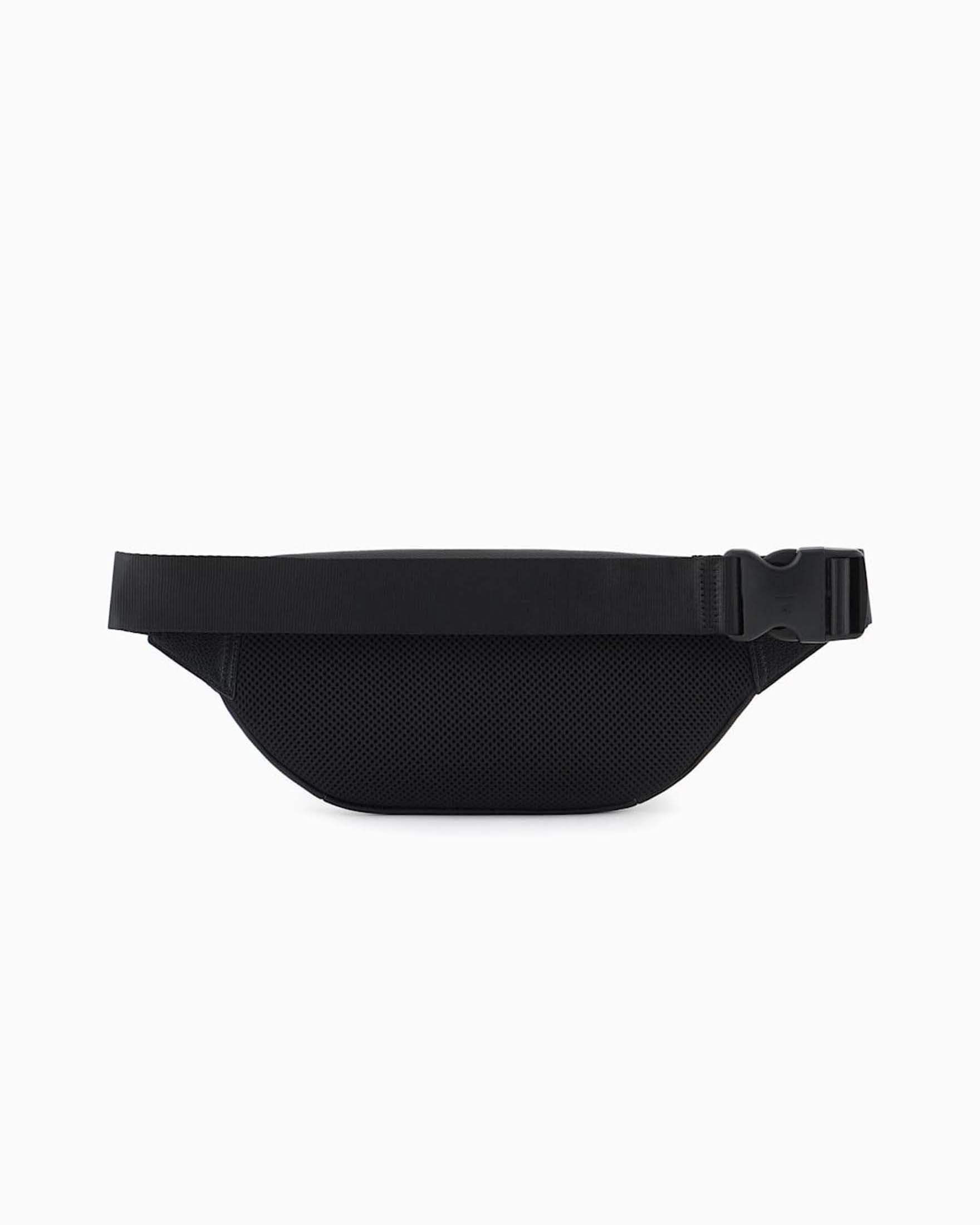 Marsupio Armani Exchange nero in similpelle con placca logo in metallo image