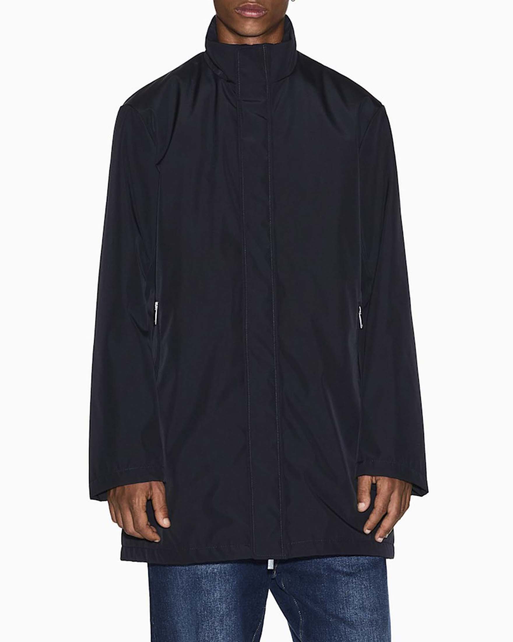 Impermeabile imbottito Armani Exchange blu notte in tessuto tecnico image