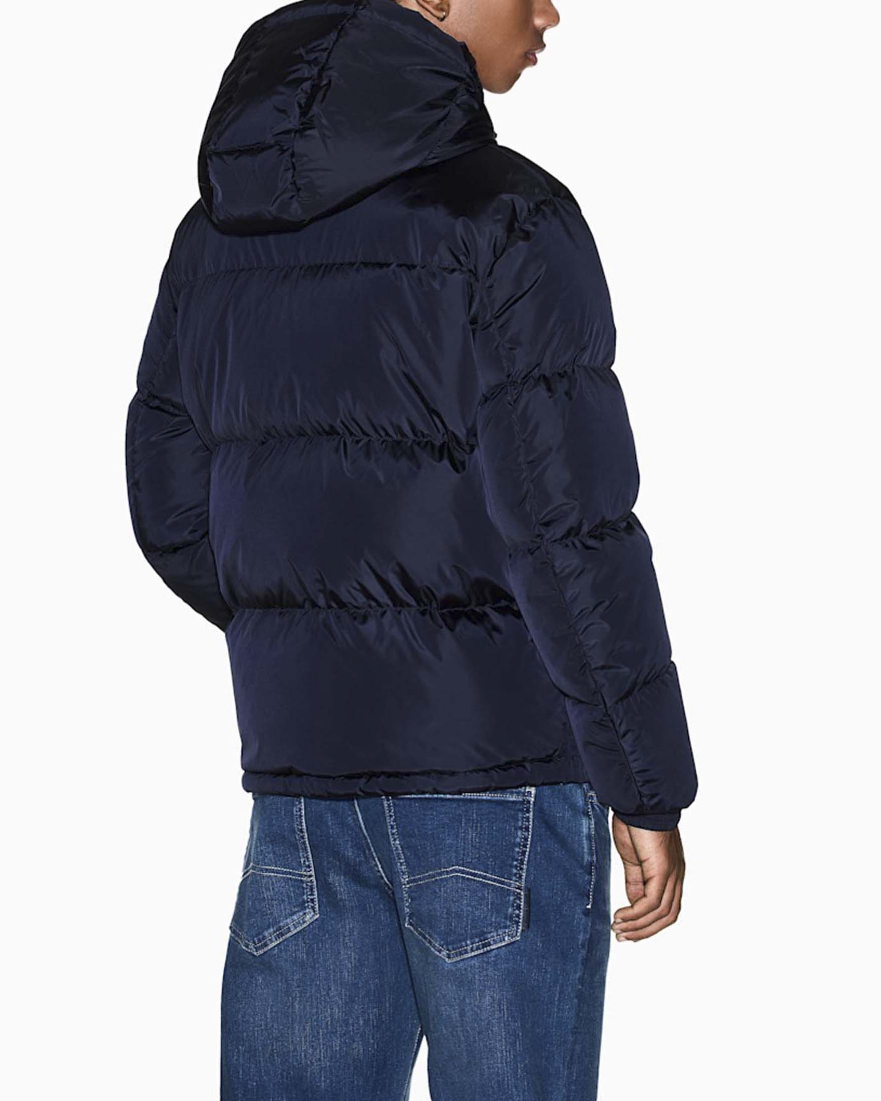 Piumino Armani Exchange blu navy con cappuccio staccabile e patch logo image