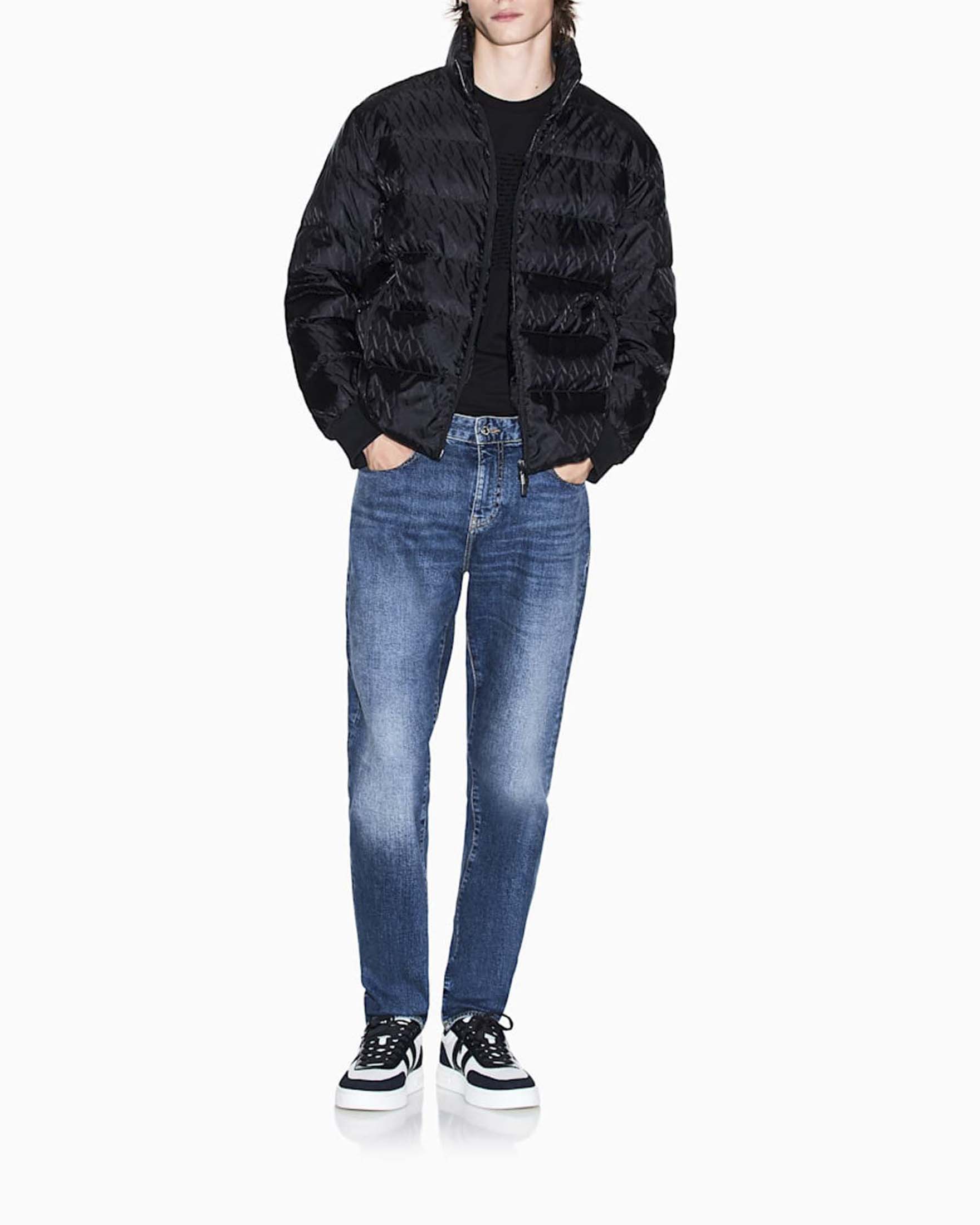 Piumino Armani Exchange nero con logo jacquard all over