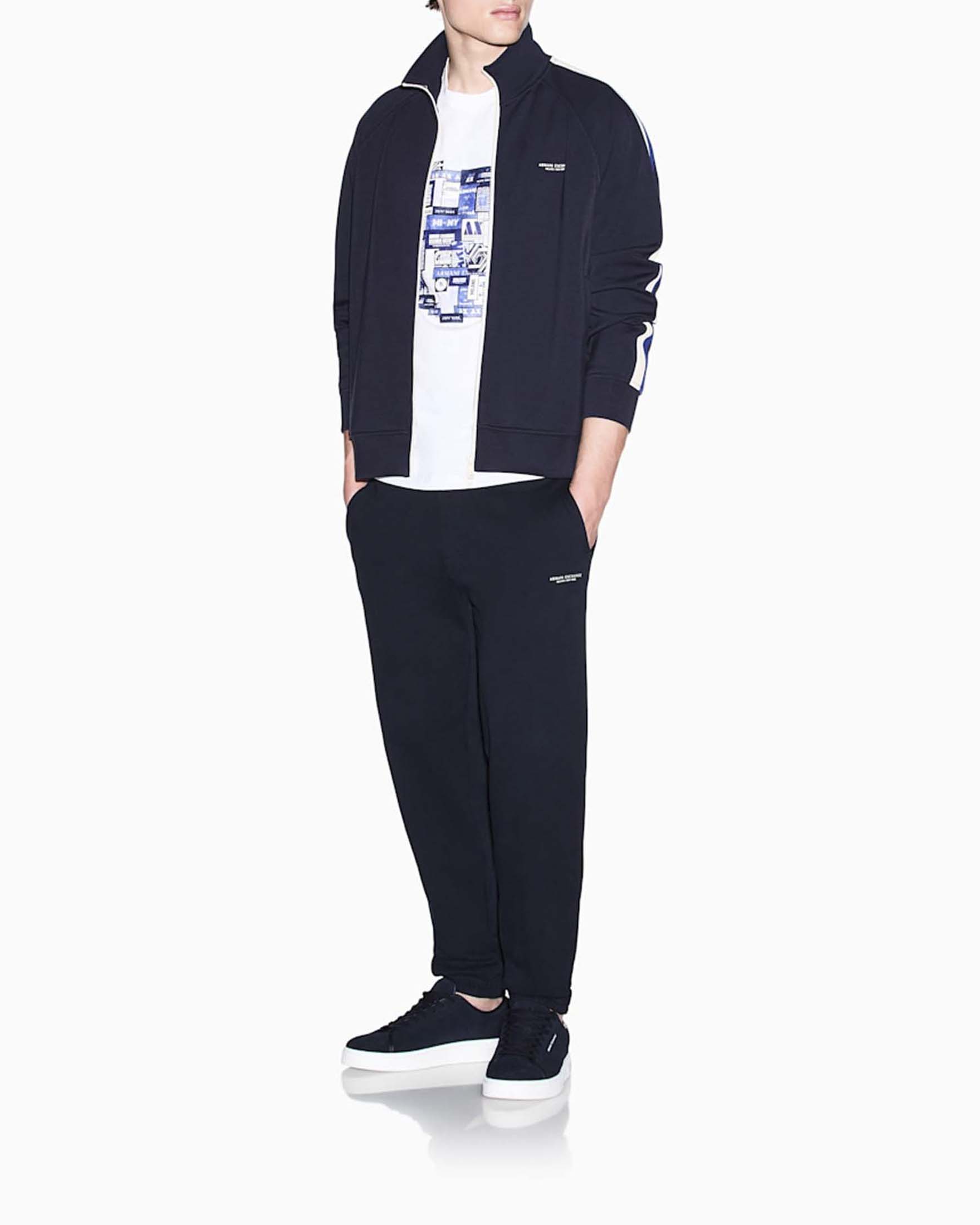 Felpa blu Armani Exchange blu in misto modal con chiusura full zip