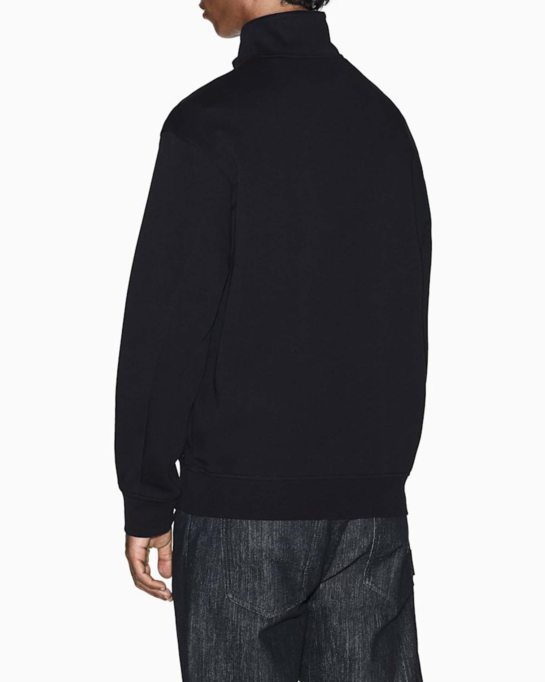 Felpa Armani Exchange nera in misto cotone con mezza zip e collo alto image