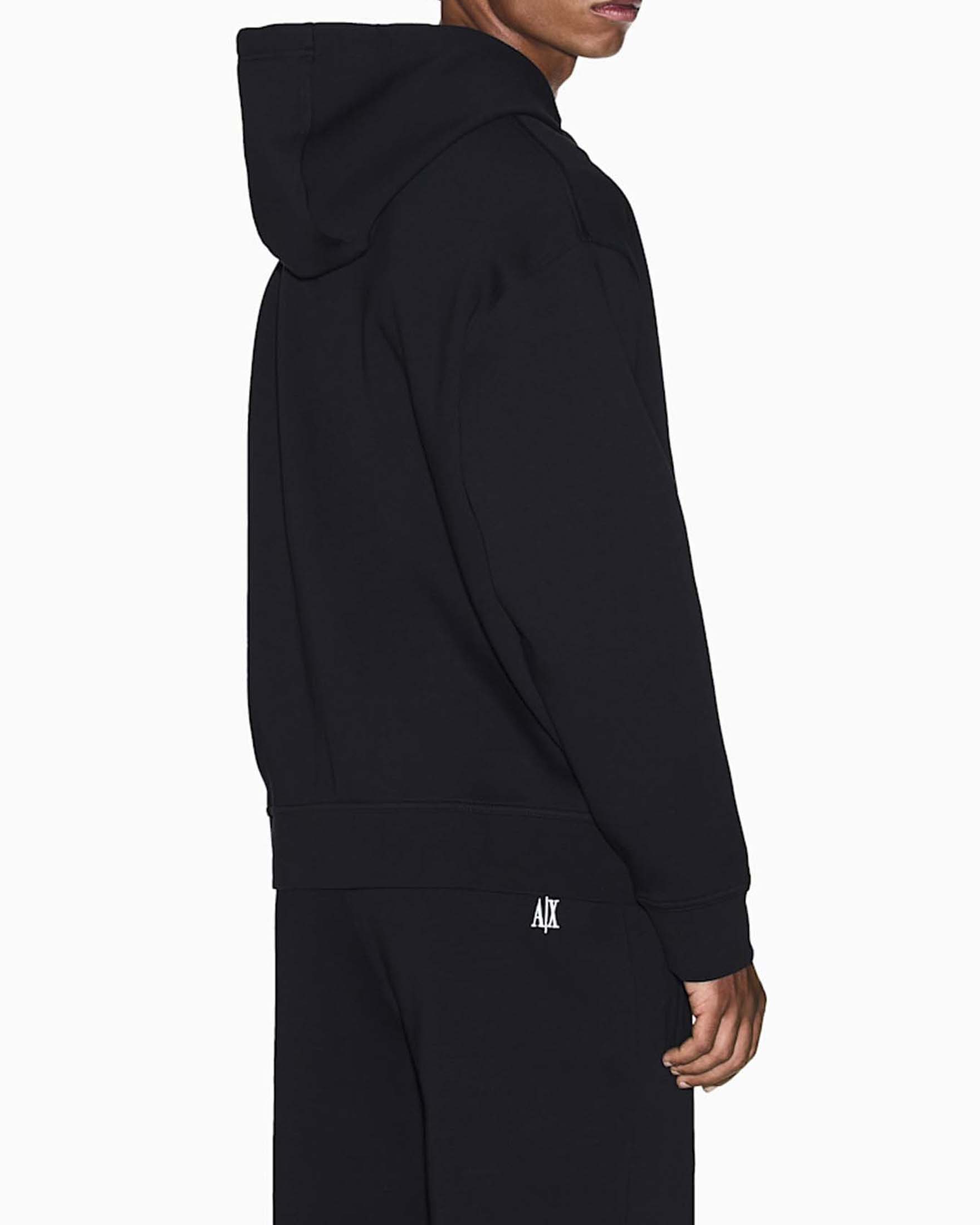 Felpa con zip e cappuccio Armani Exchange nera in misto cotone con logo image
