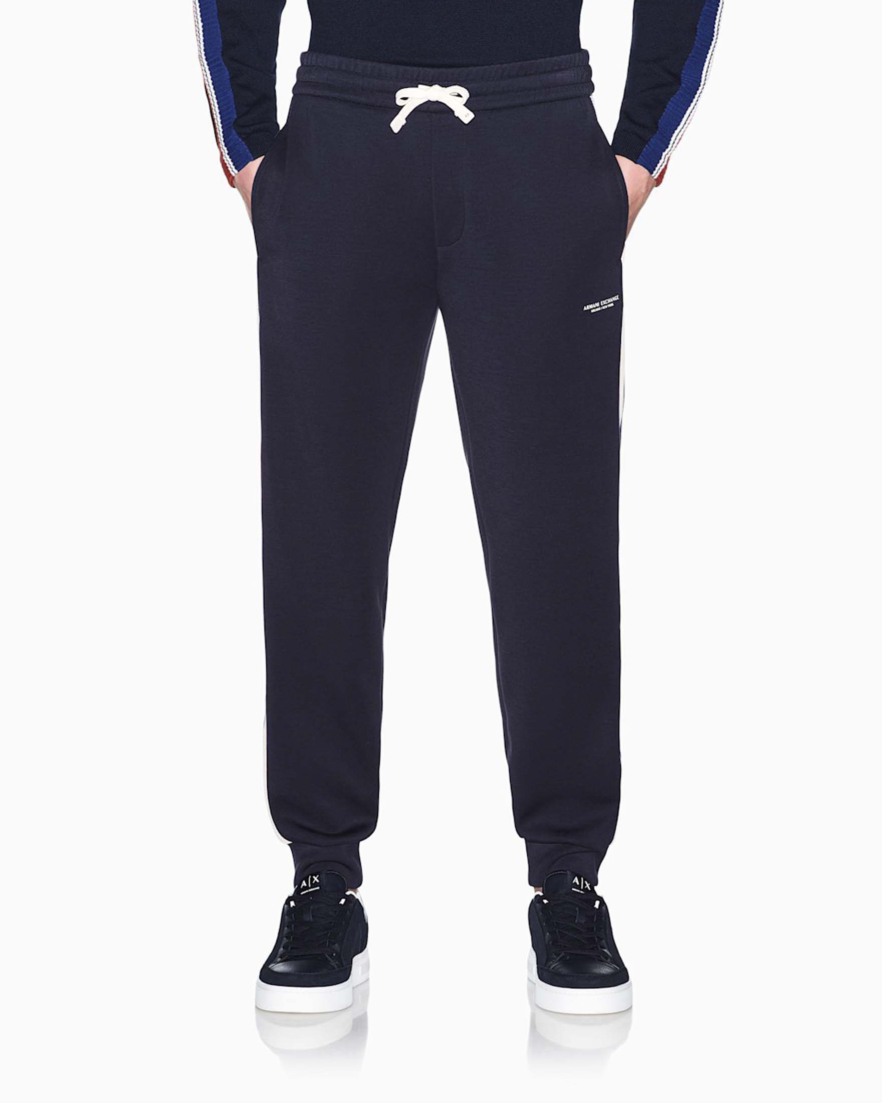 Pantaloni jogger Armani Exchange blu navy in misto modal con bande