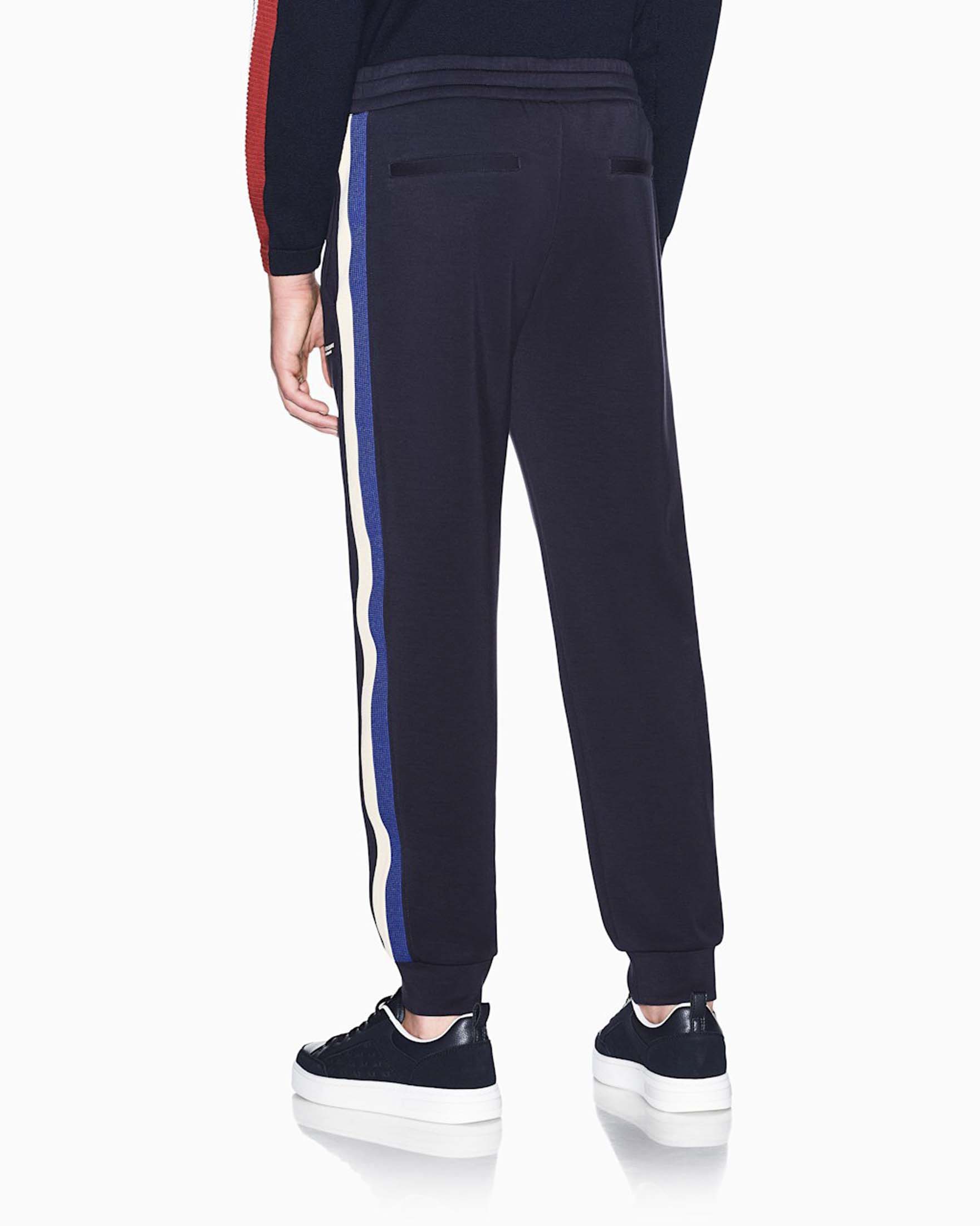 Pantaloni jogger Armani Exchange blu navy in misto modal con bande image
