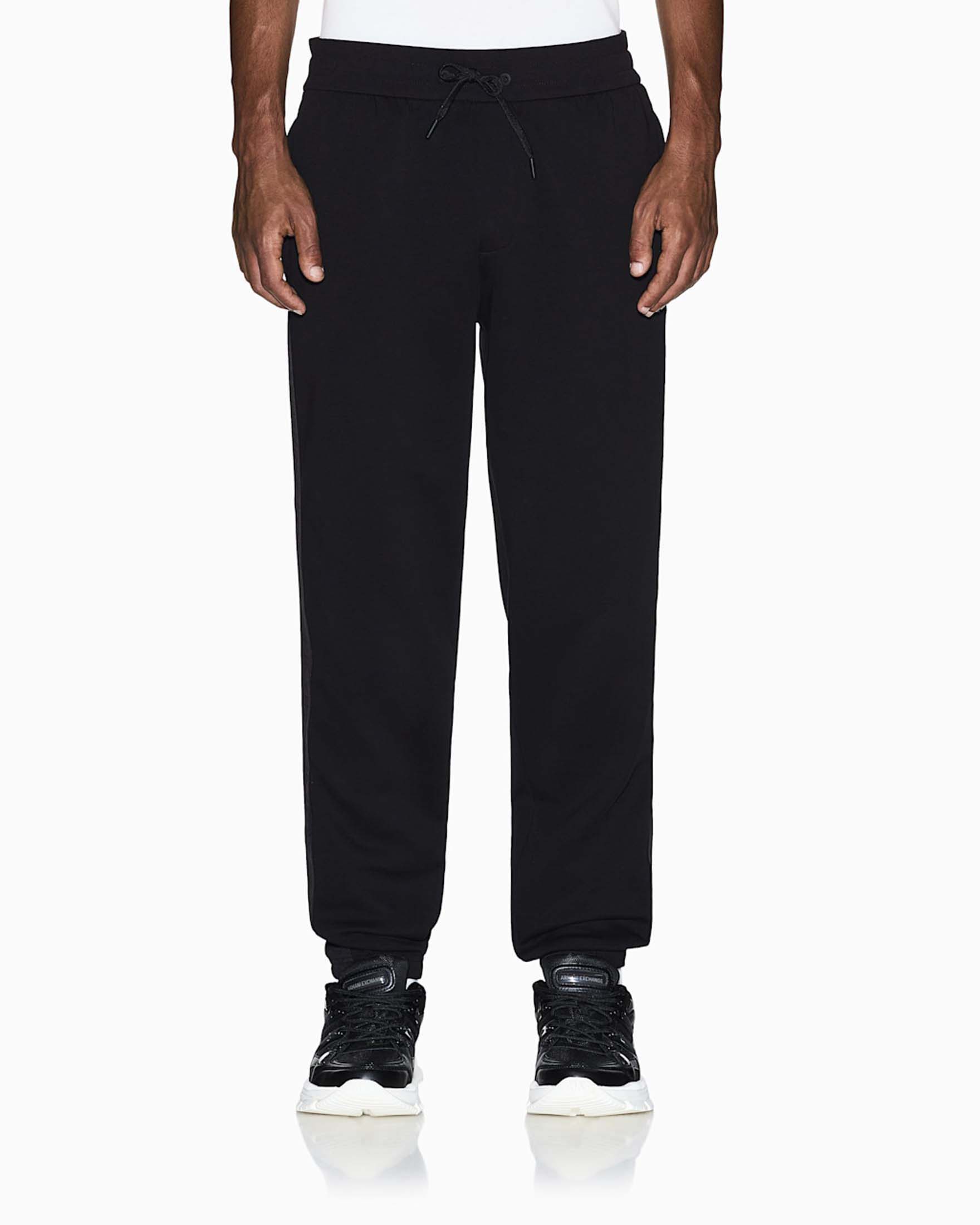 Pantaloni jogger Armani Exchange neri in misto cotone con bande
