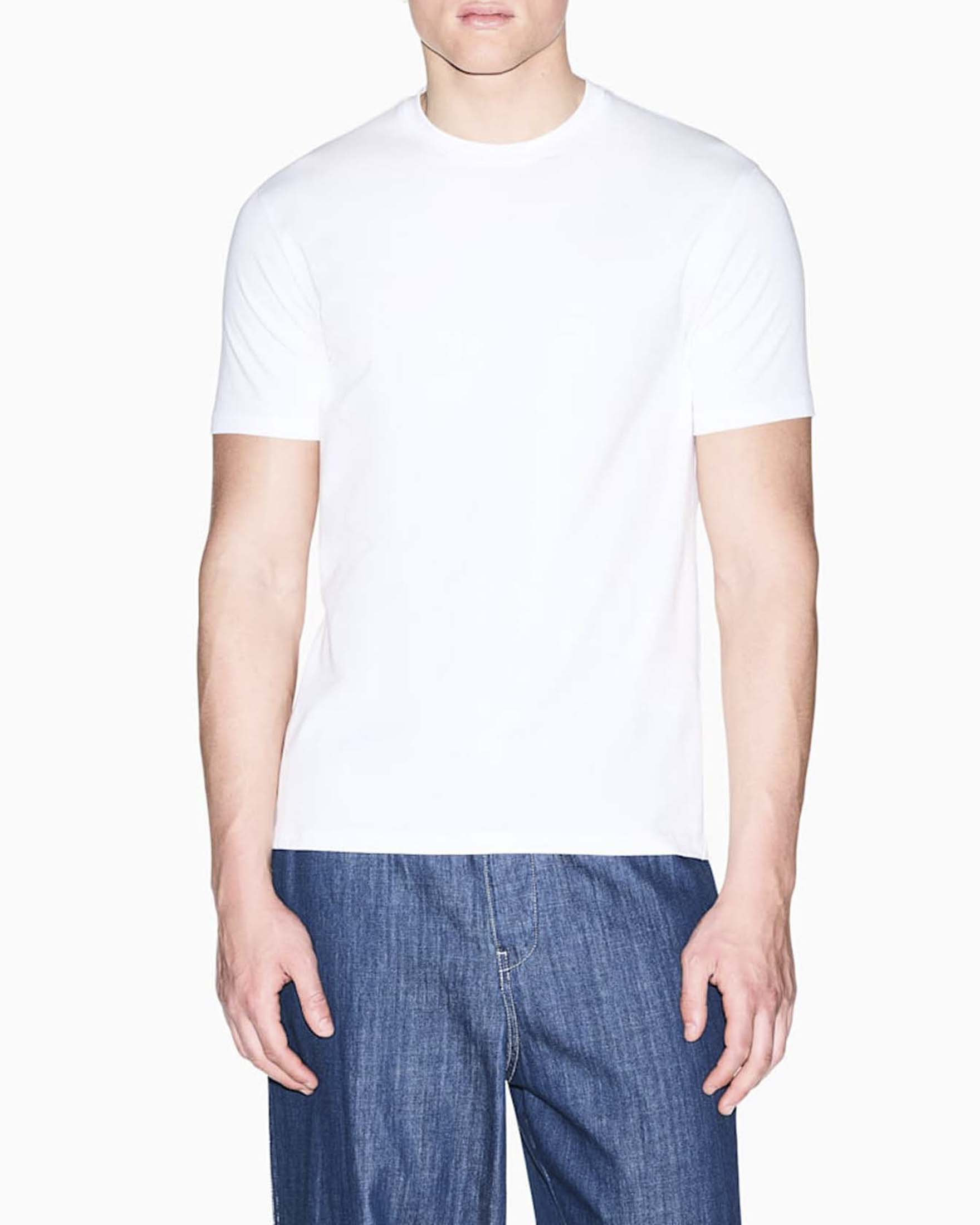 T-shirt mezza manica Armani Exchange bianca in cotone elasticizzato con logo piccolo