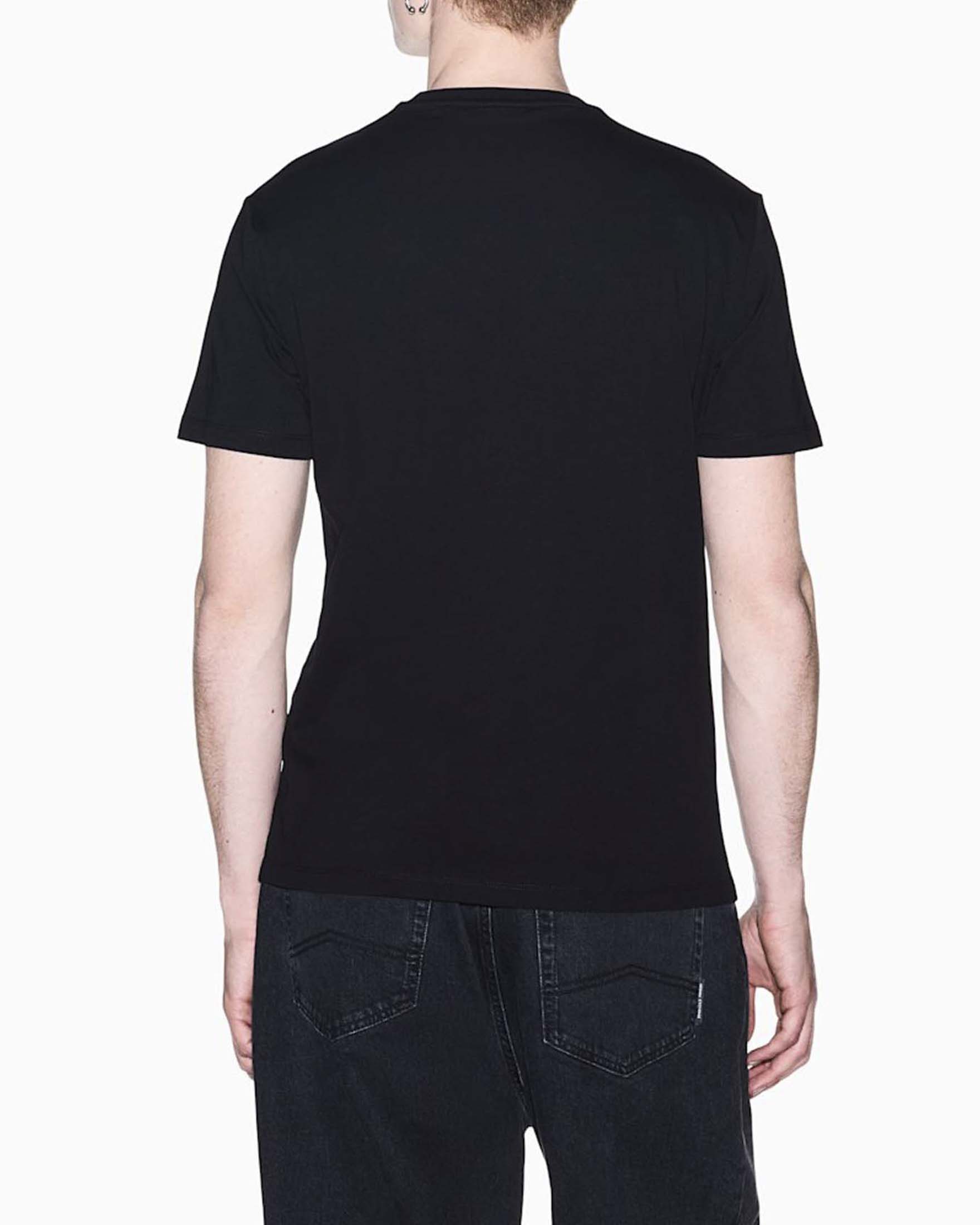 T-shirt girocollo Armani Exchange nera in cotone con stampa logo image