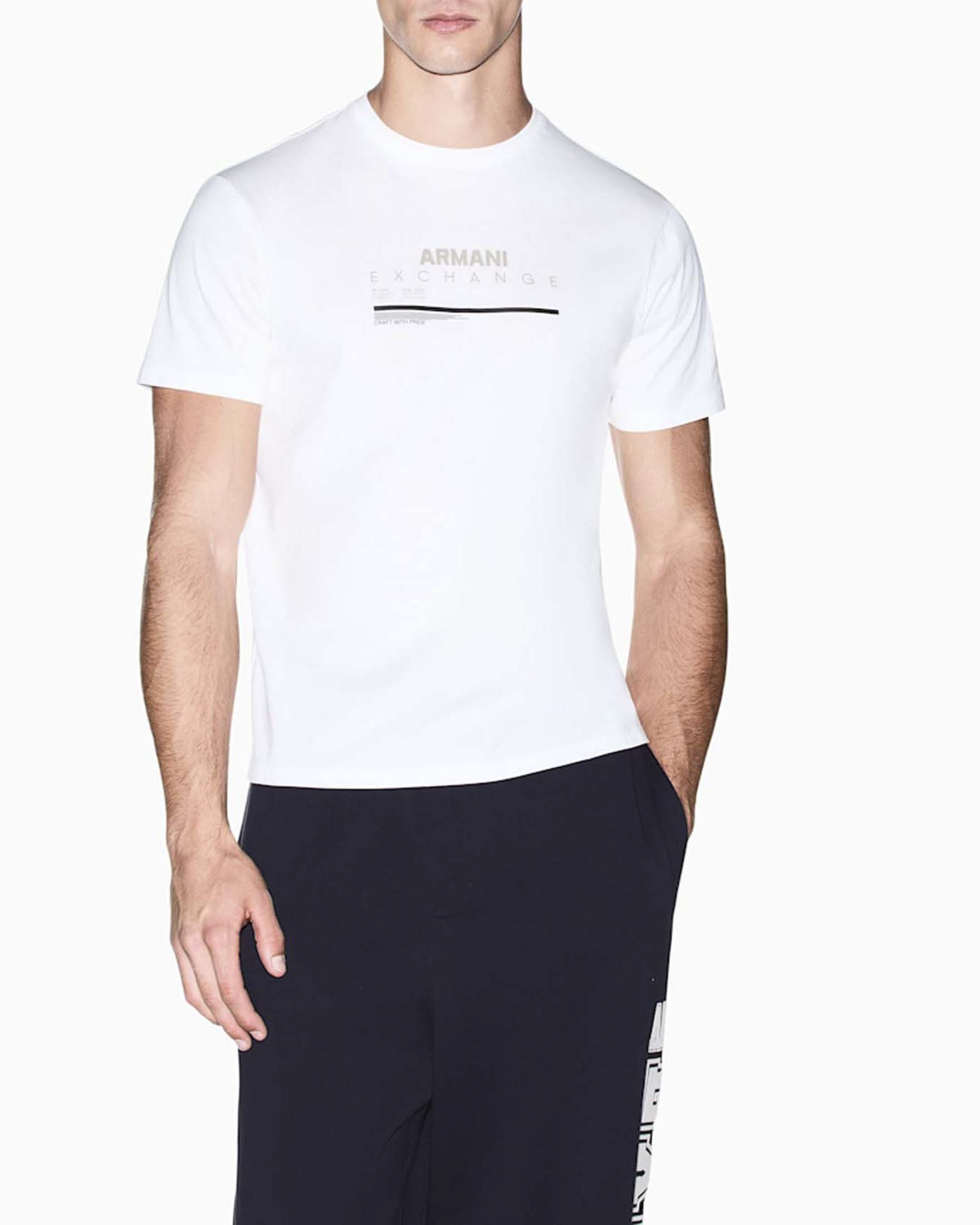 T-shirt mezza manica Armani Exchange bianca in cotone con stampa logo
