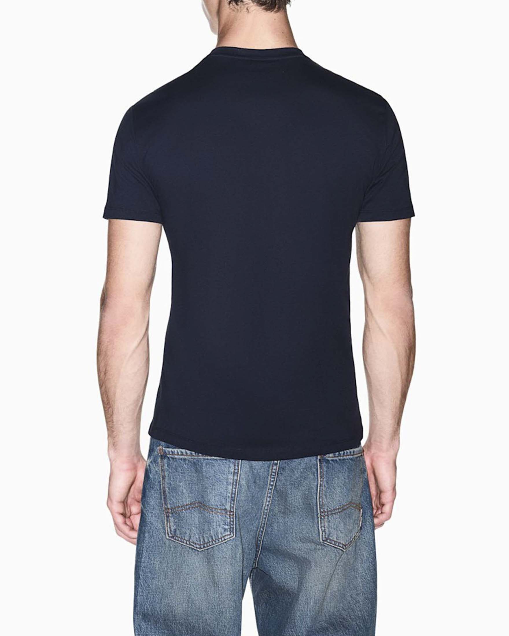 T-shirt mezza manica Armani Exchange blu in cotone con stampa logo image