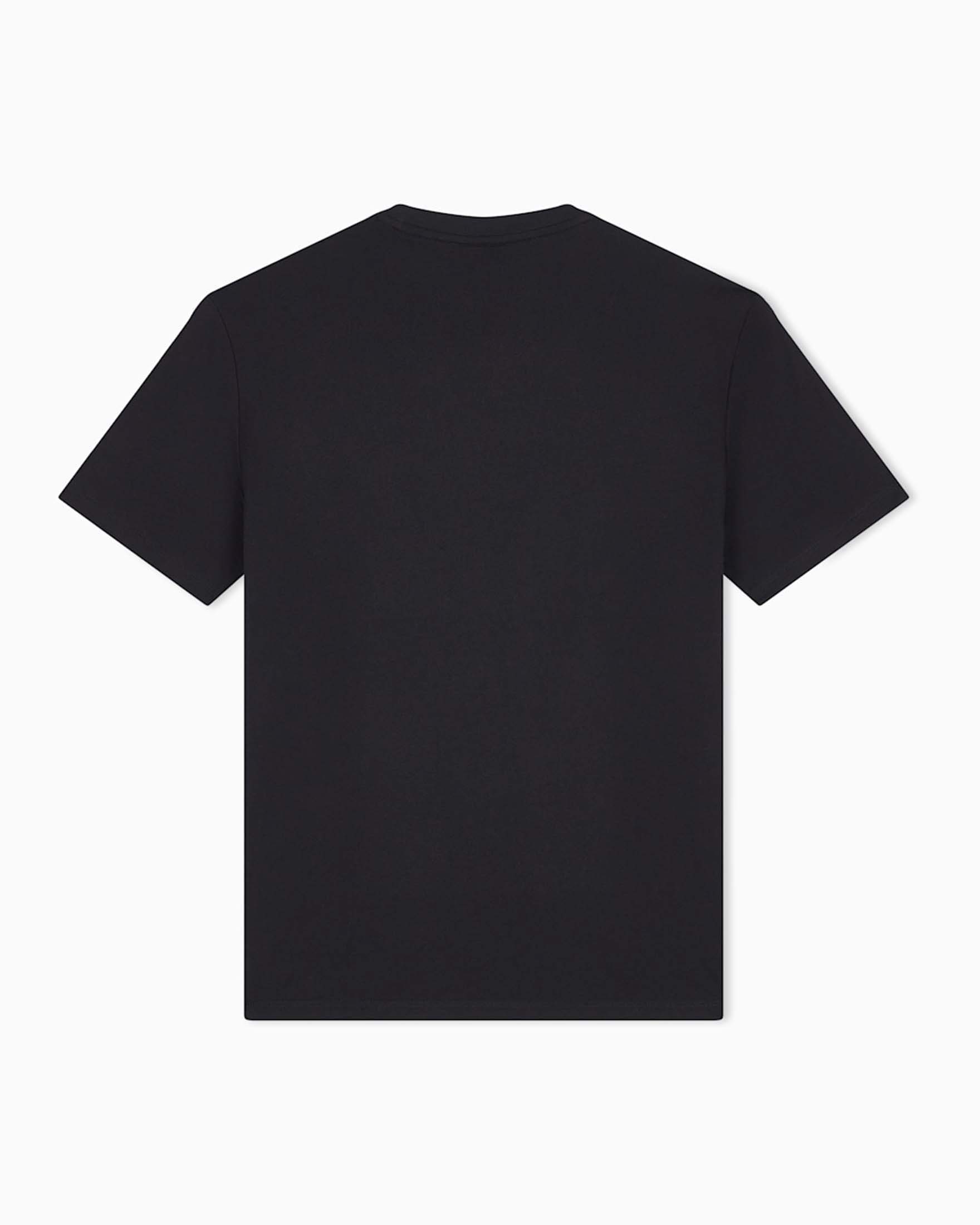 T-shirt Armani Exchange nera in cotone con logo centrale ricamato image