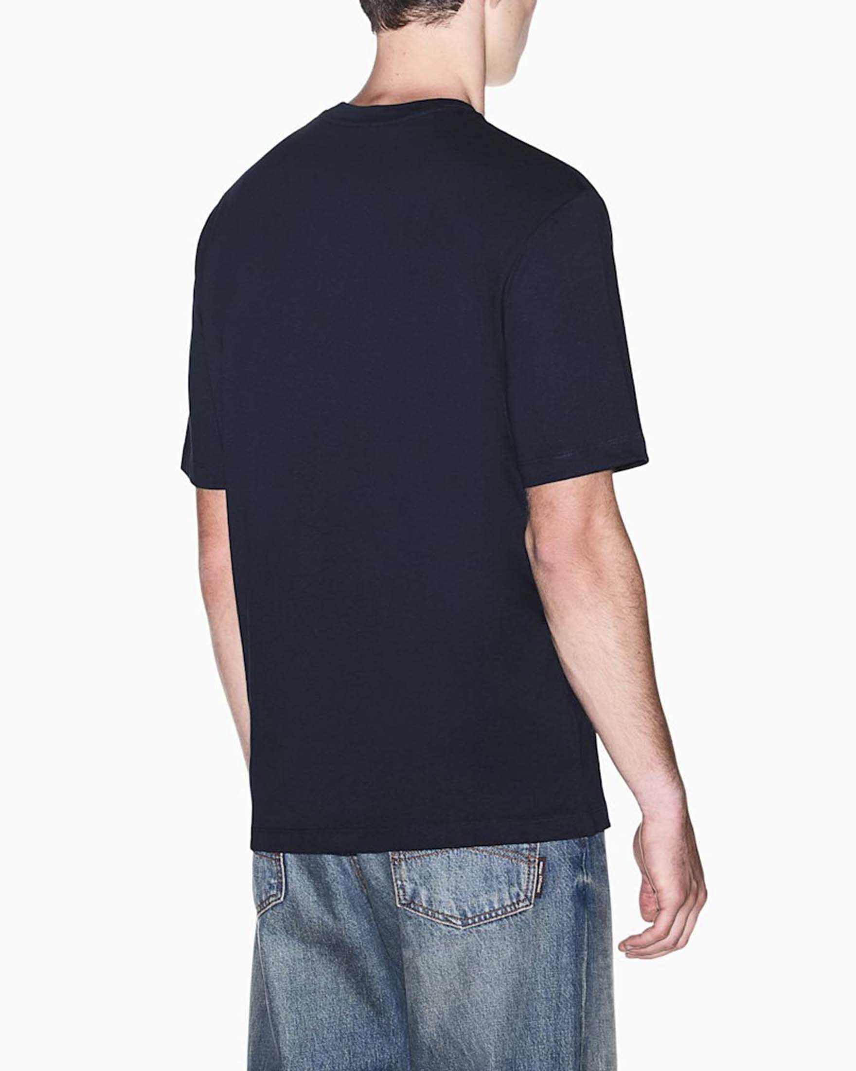 T-shirt mezza manica Armani Exchange blu in cotone con logo ricamato image
