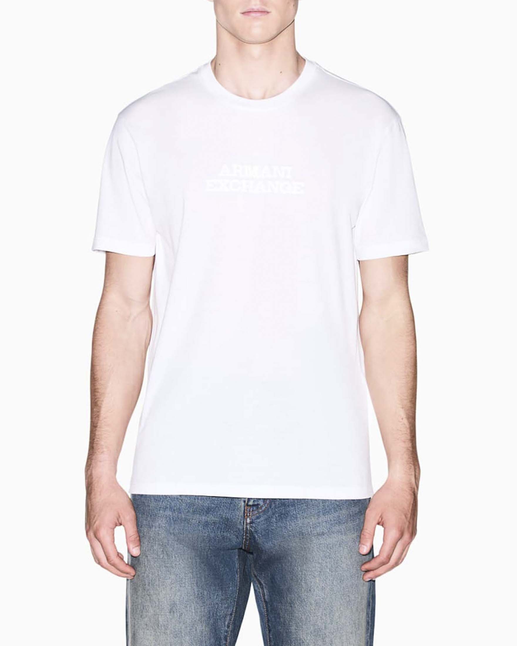 T-shirt mezza manica Armani Exchange bianca in cotone con stampa logo