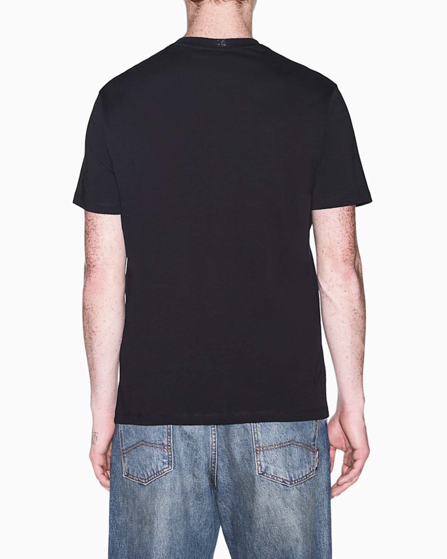 T-shirt mezza manica Armani Exchange nera in cotone con stampa logo image