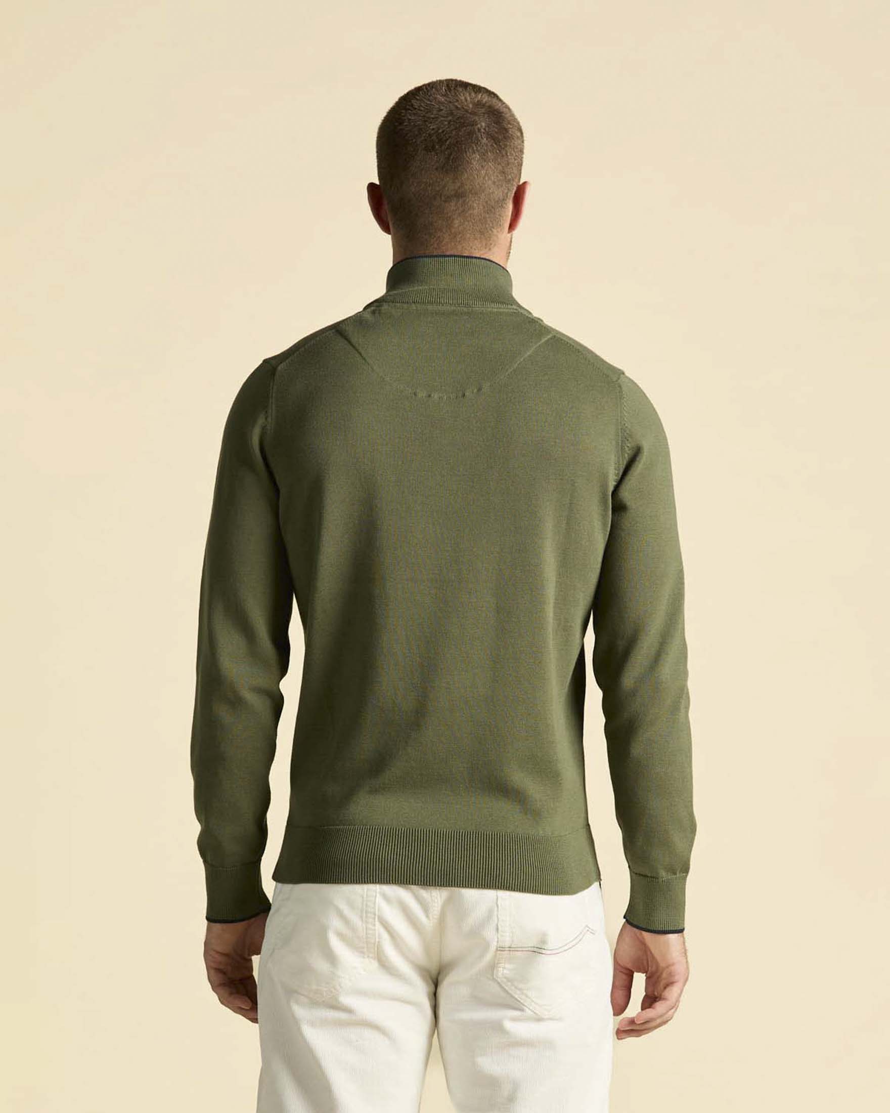Maglia Aeronautica Militare verde militare in puro cotone con chiusura a mezza zip image