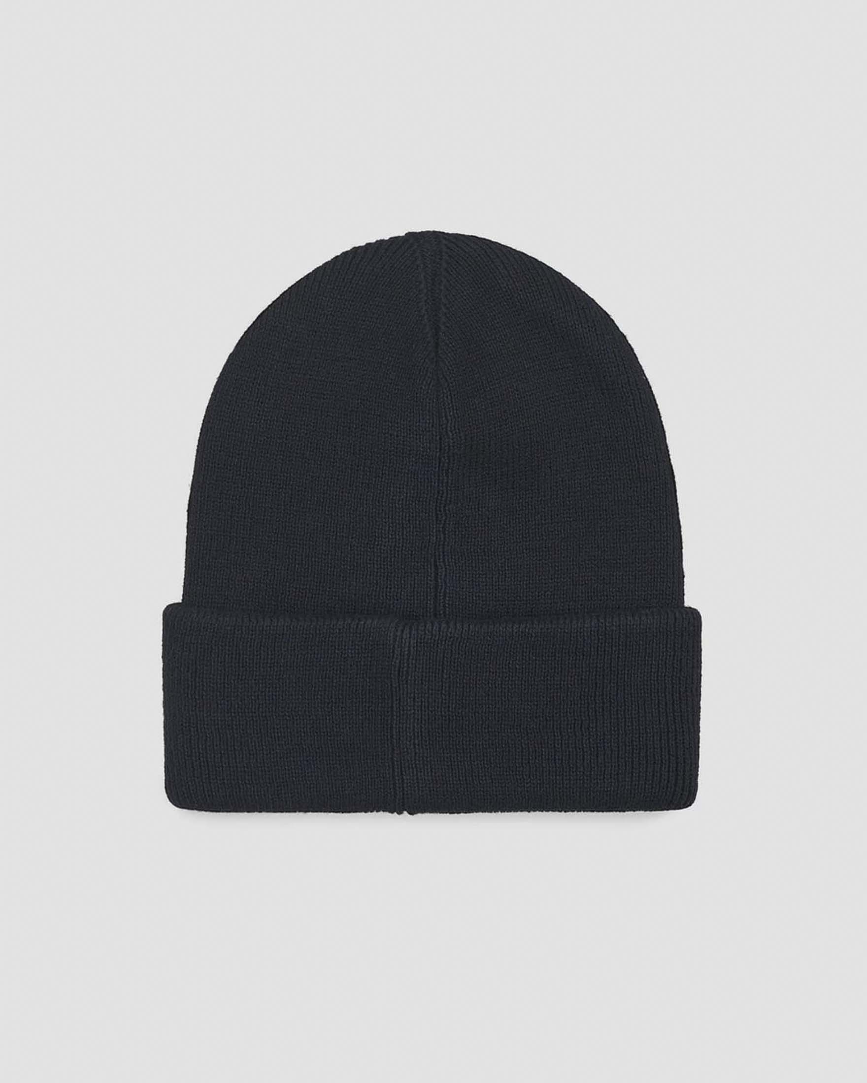 Berretto Antony Morato nero in cotone a costine con patch logo image