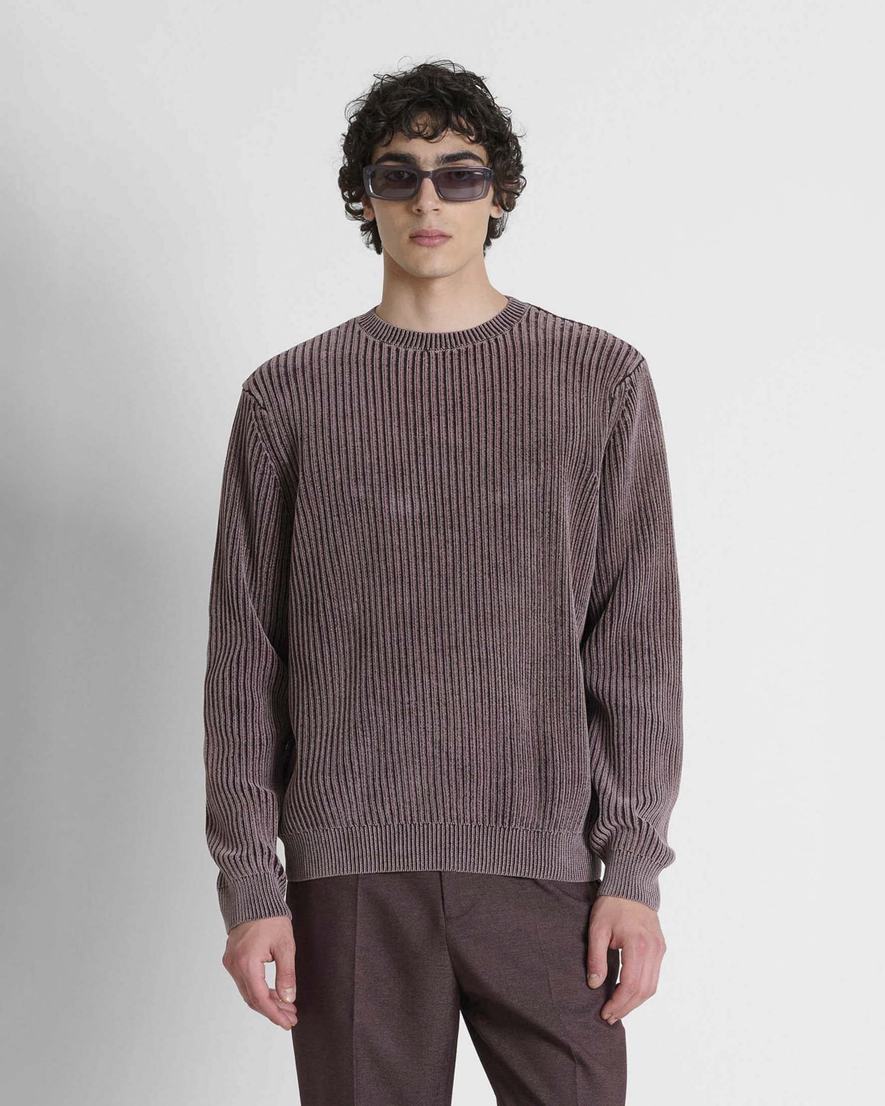 Maglione girocollo Antony Morato bordeaux a coste in ciniglia