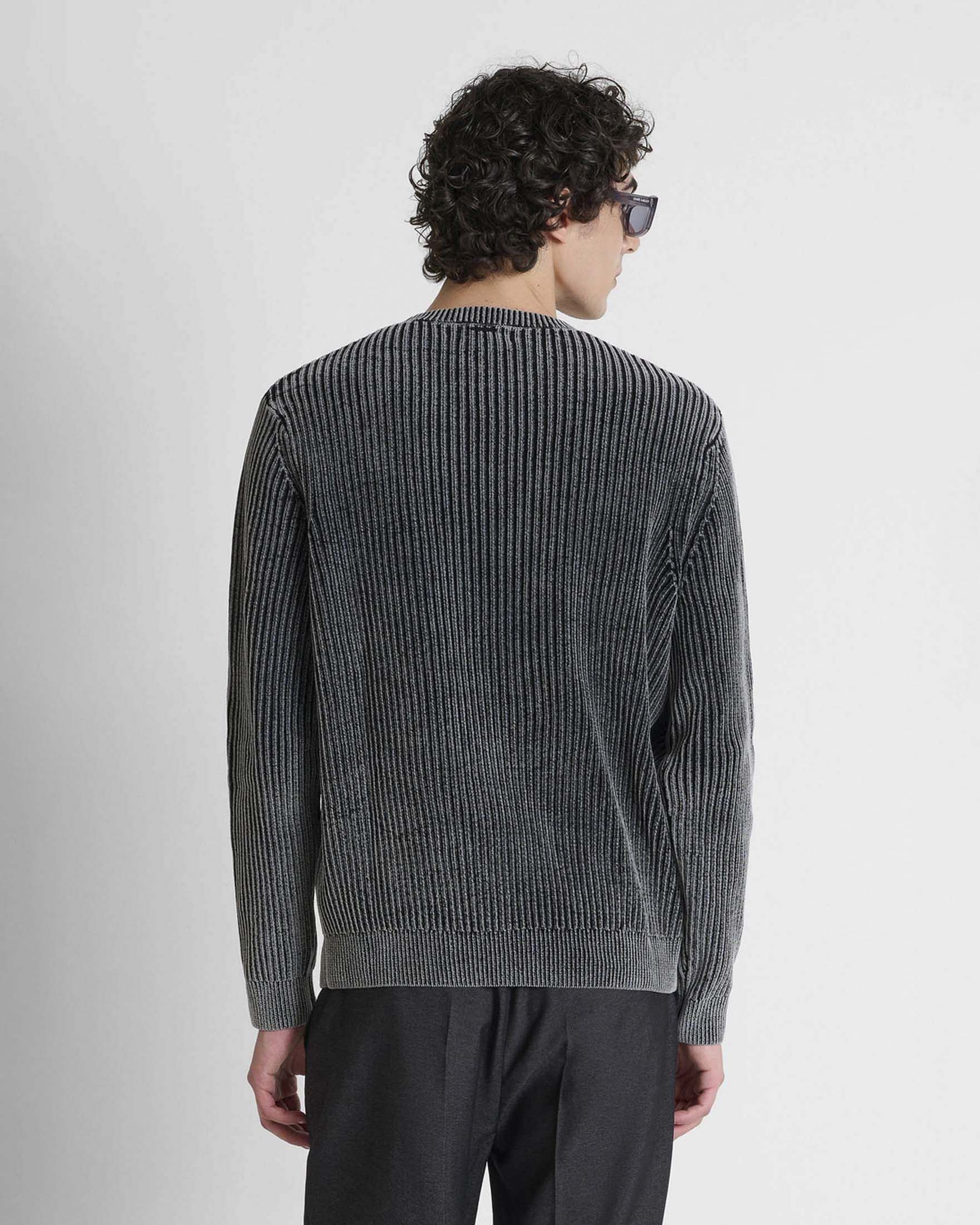 Maglione girocollo Antony Morato nero a coste in ciniglia image