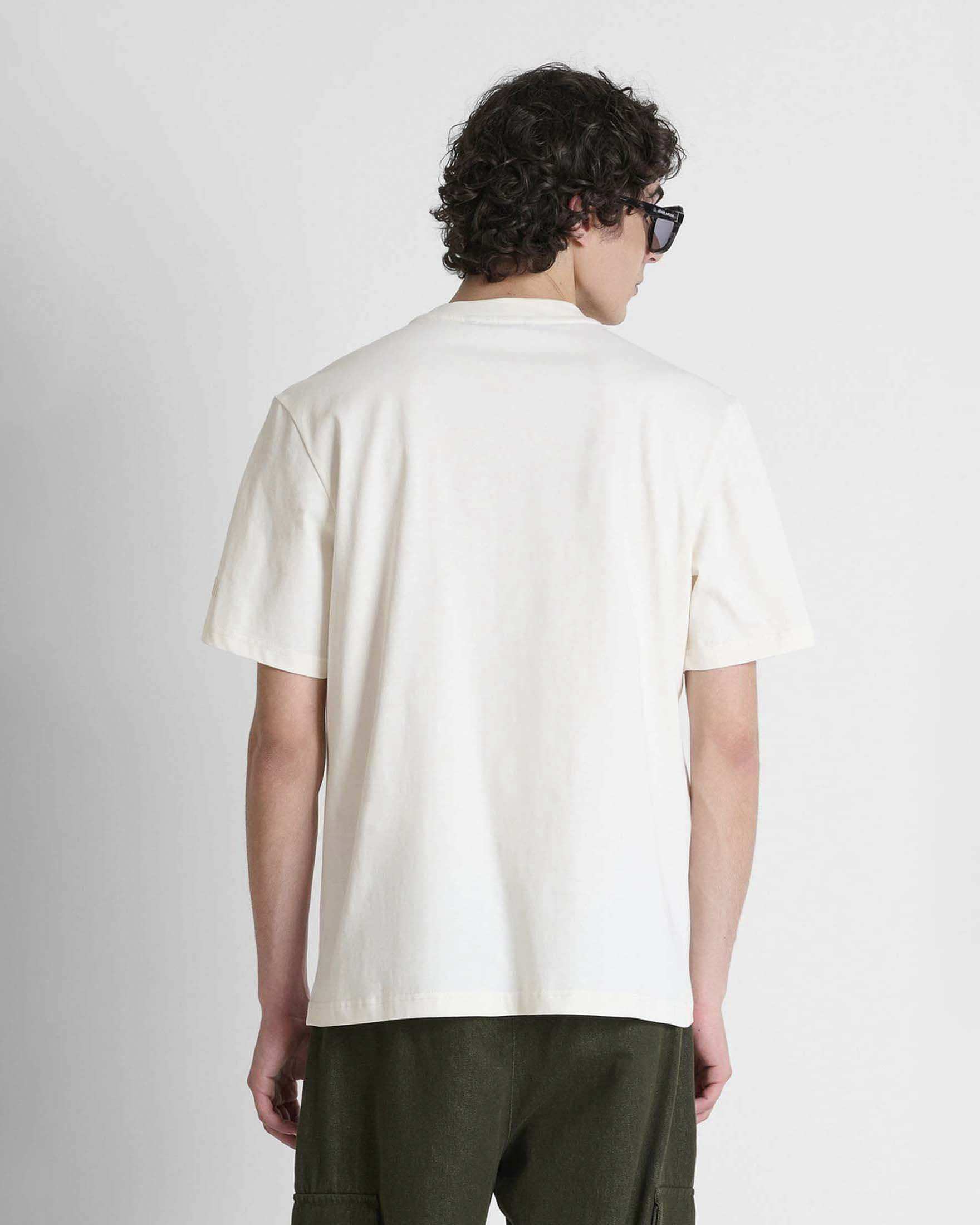 T-shirt mezza manica Antony Morato panna in cotone con logo ricamato image