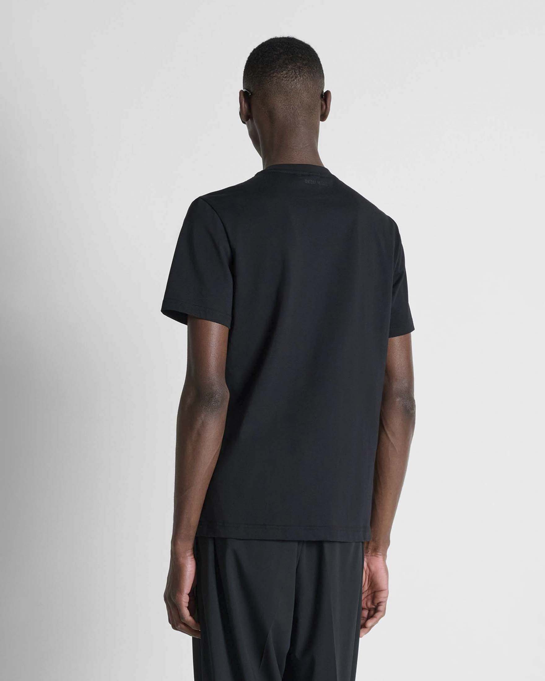 T-shirt mezza manica Antony Morato nera in cotone con ricamo tigre image