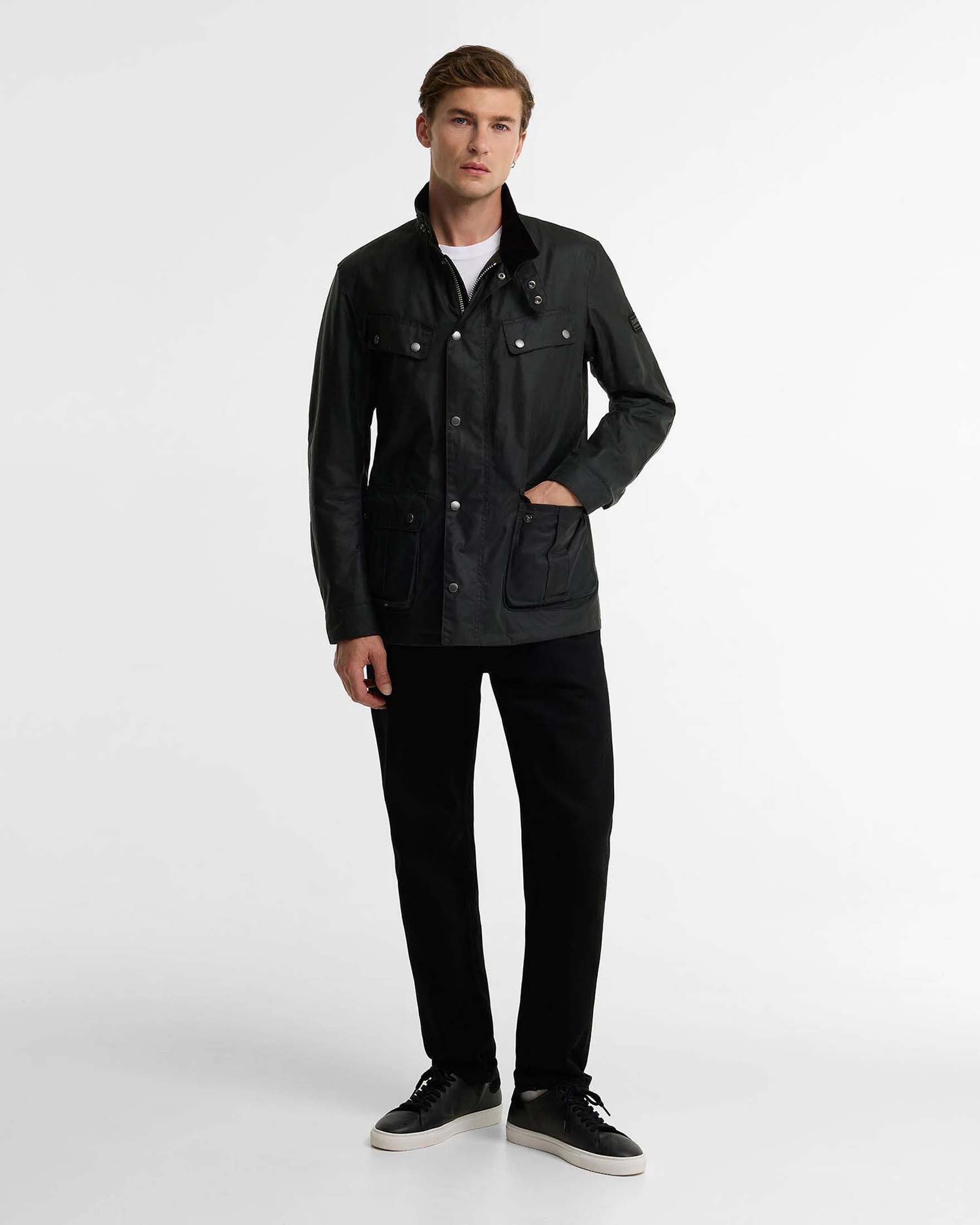 Giubbino in cotone cerato Duke Wax Barbour International verde scuro