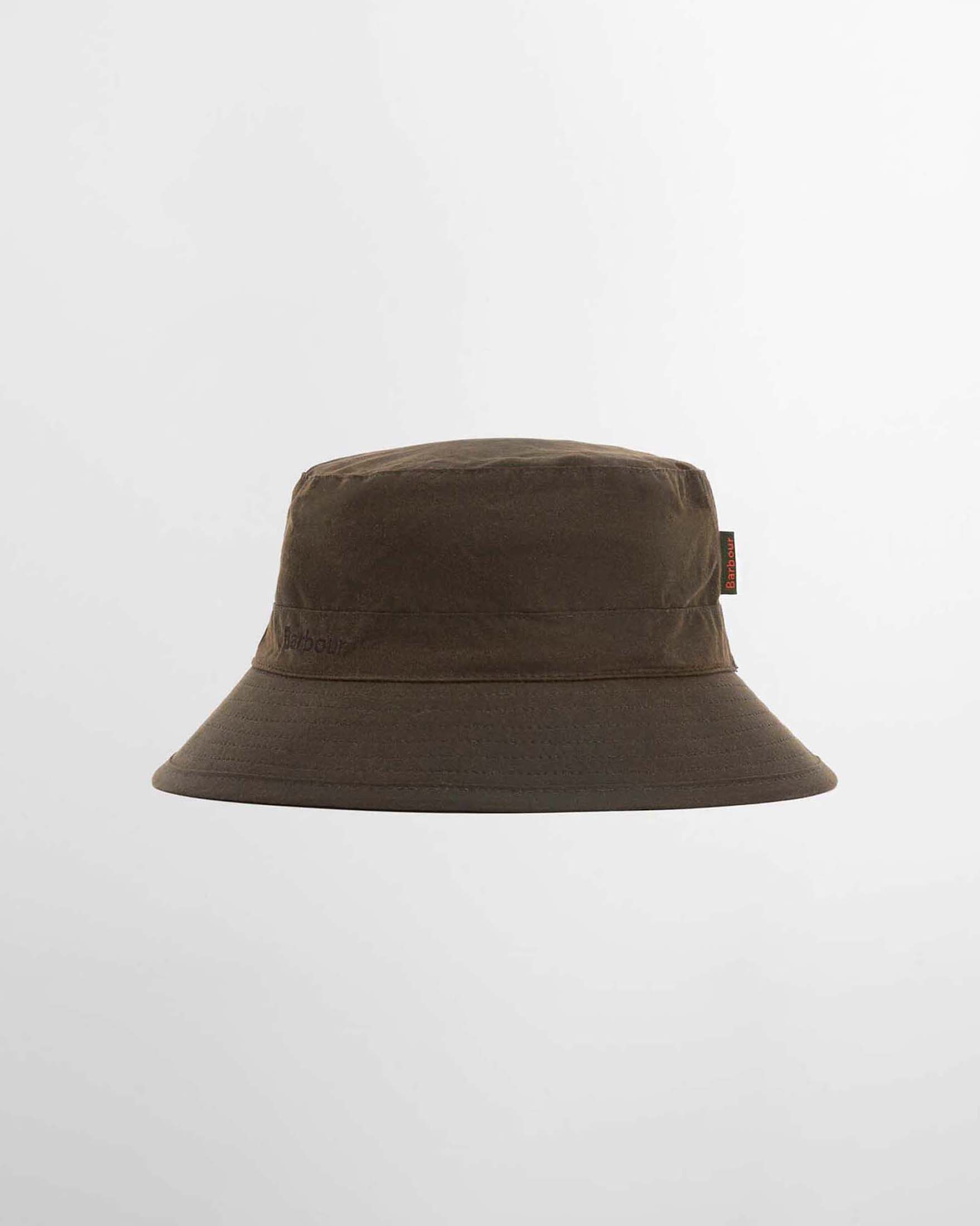 Berretto Barbour olive a pescatore in cotone cerato