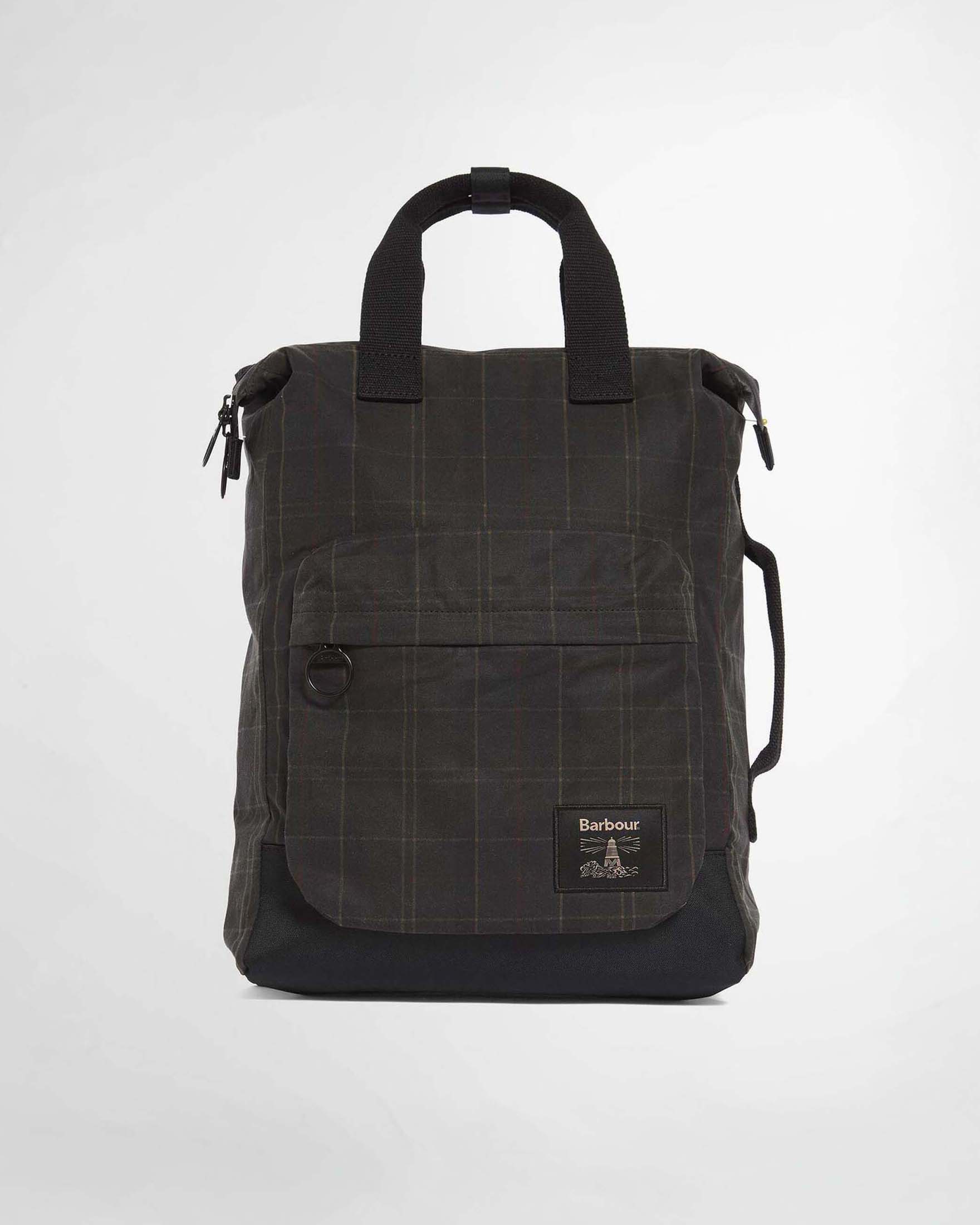 Zaino Barbour Field verde militare in cotone cerato tartan check