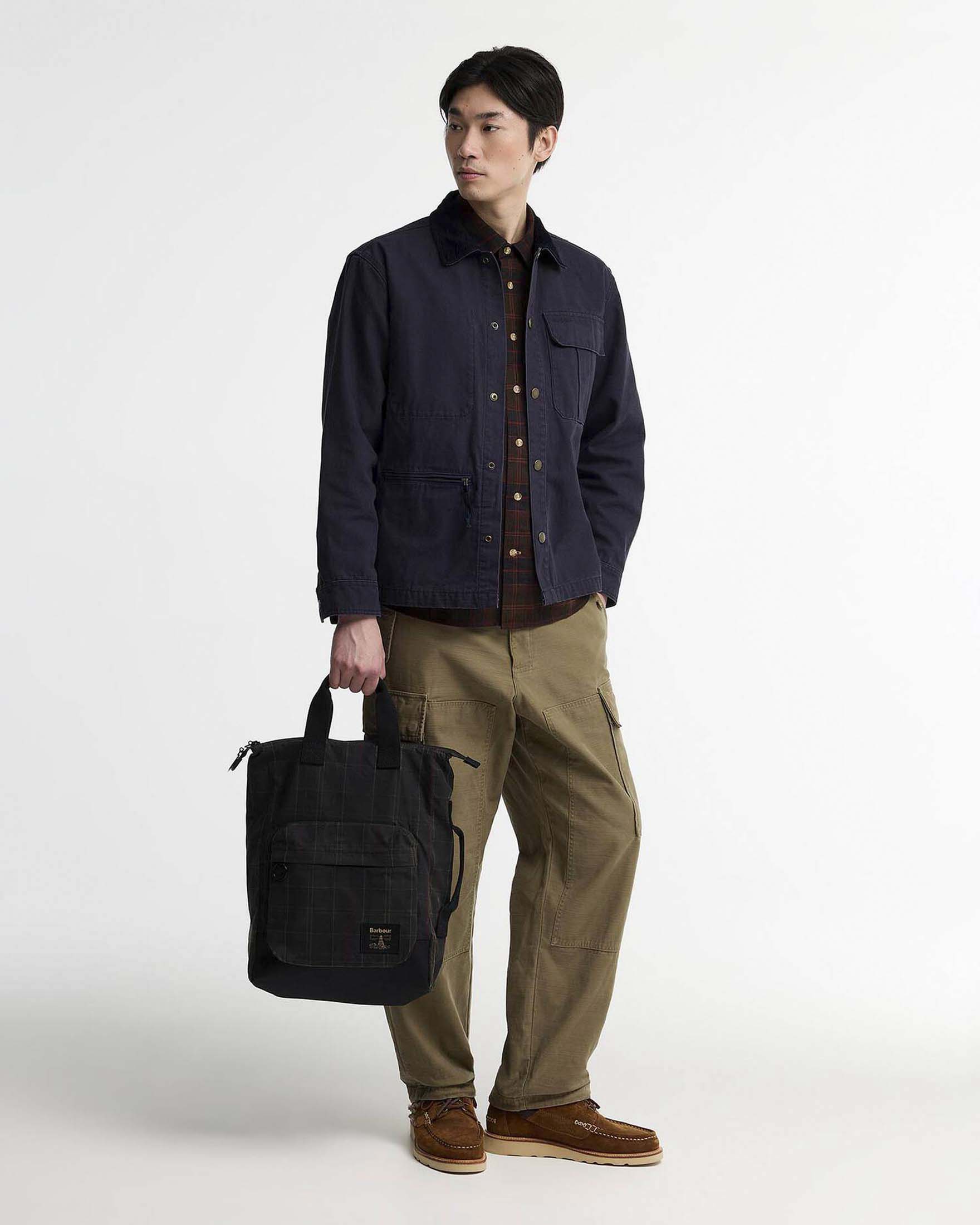 Zaino Barbour Field verde militare in cotone cerato tartan check image