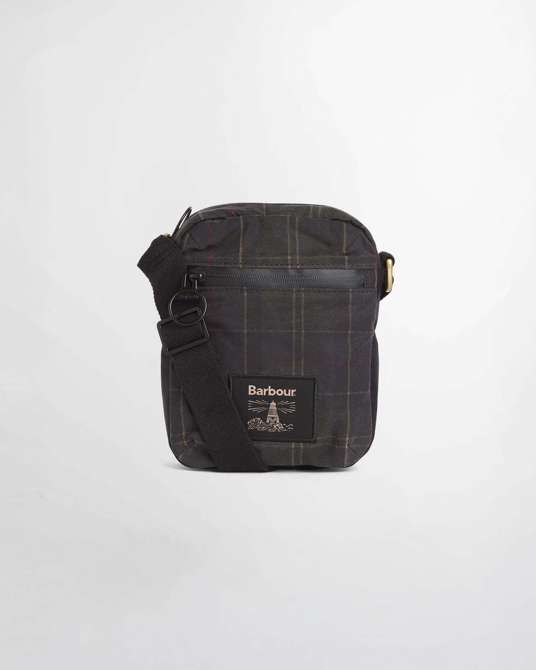 Borsa a Tracolla Barbour Field verde militare in cotone cerato tartan check