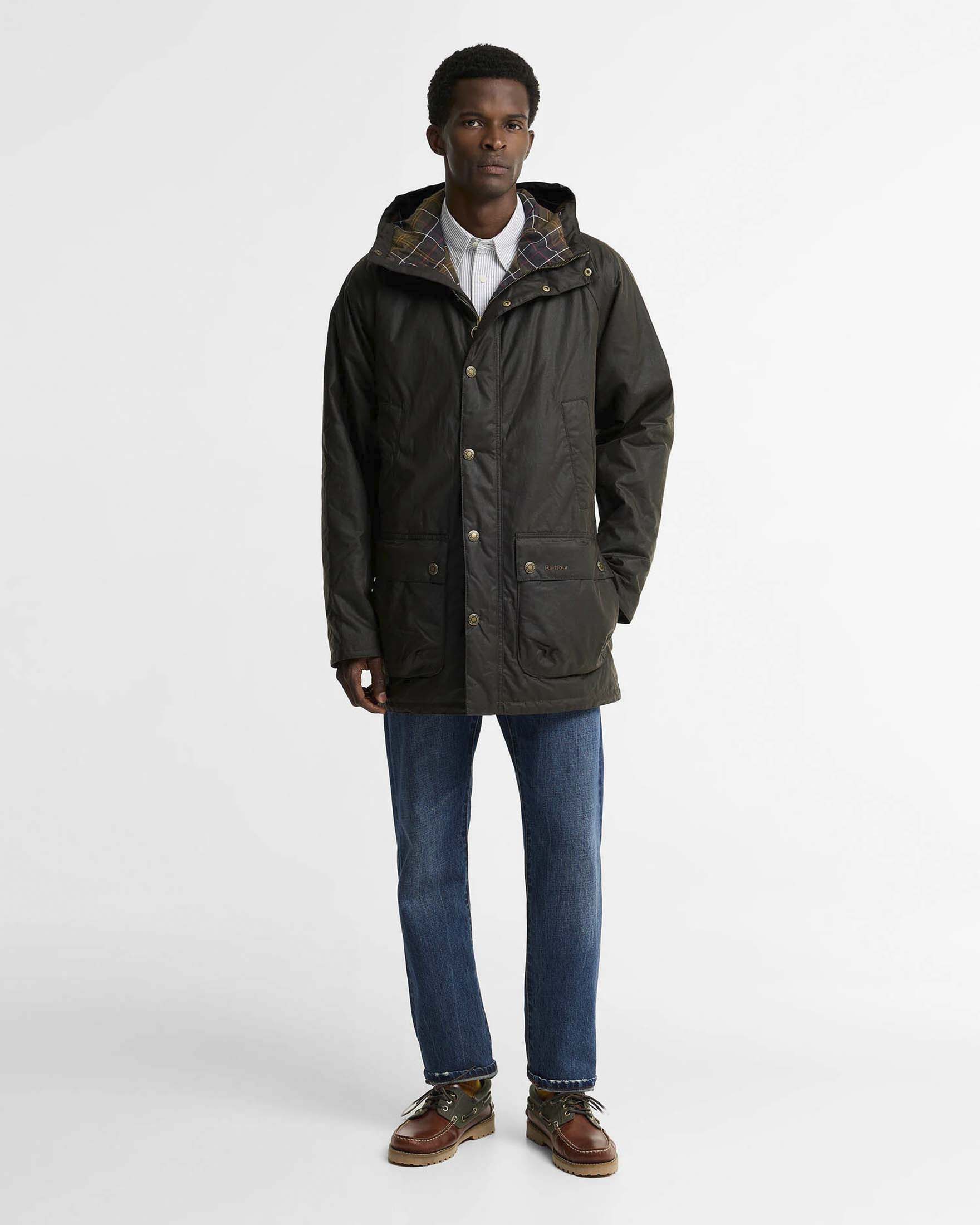 Parka Bedale Barbour verde militare in cotone cerato
