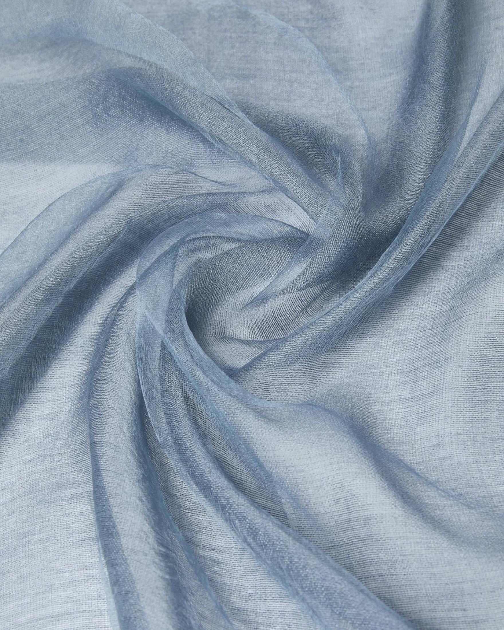 Stola Marella azzurra in seta e viscosa con inserto semi trasparente e frange sul fondo image
