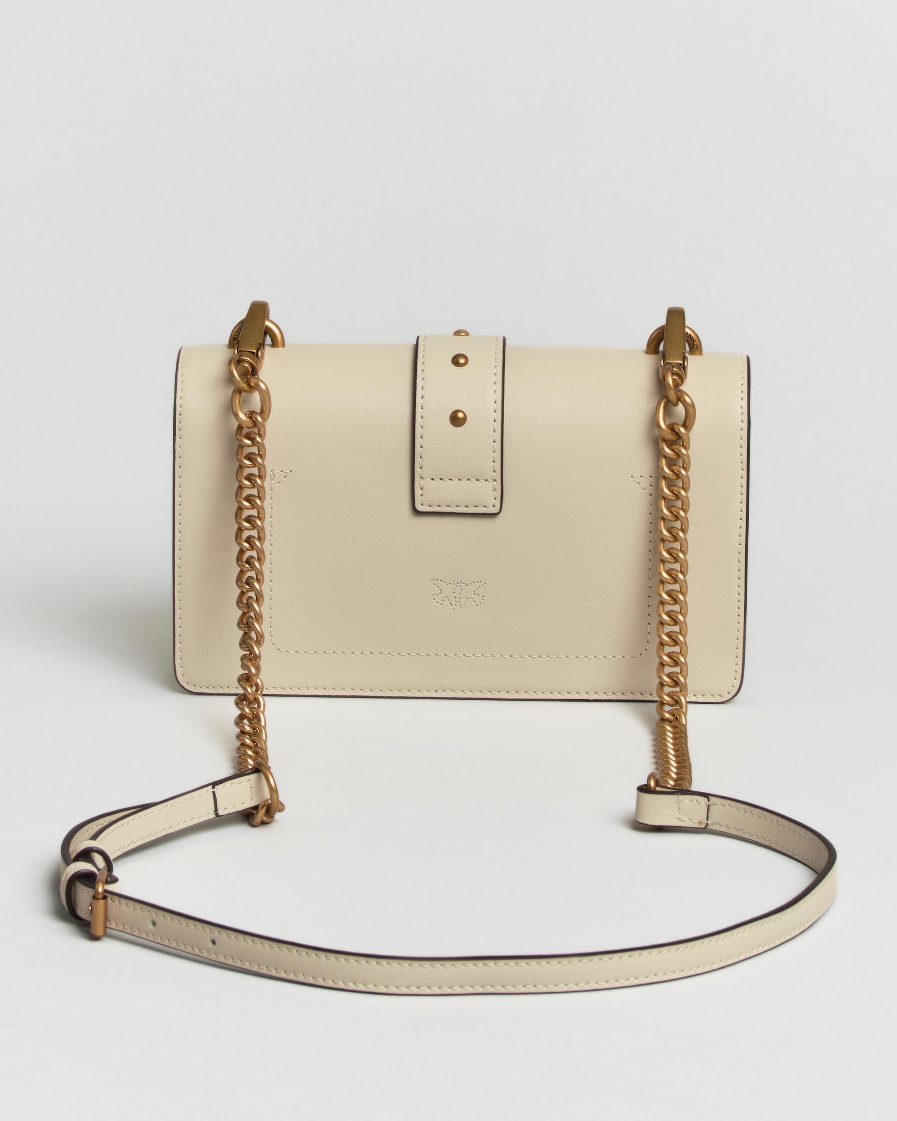 Borsa a tracolla Love One Classic Mini Pinko bianca con tracolla e placca logo dorate image