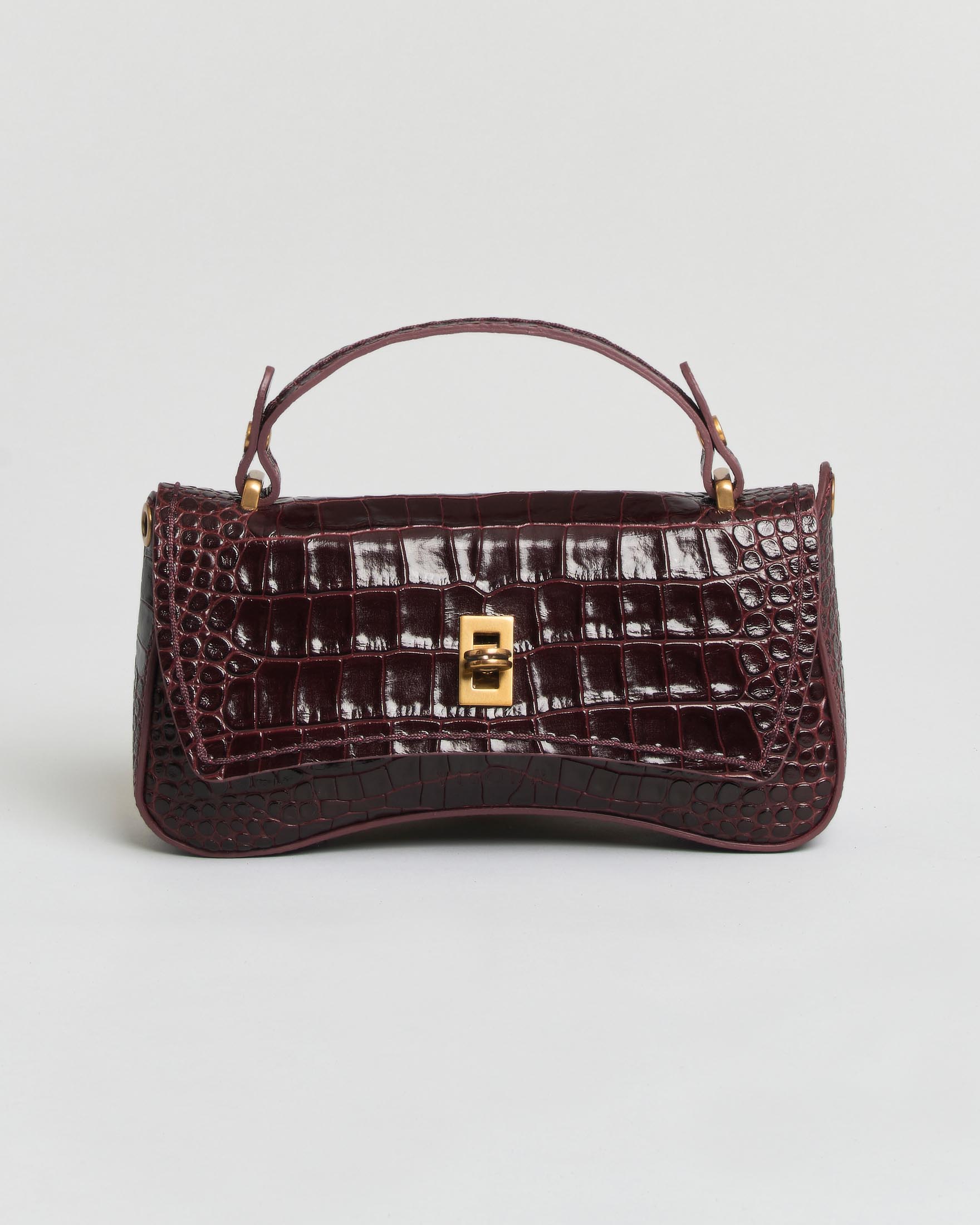 Mini bag Visonà bordeaux in pelle effetto cocco verniciata con tracolla removibile