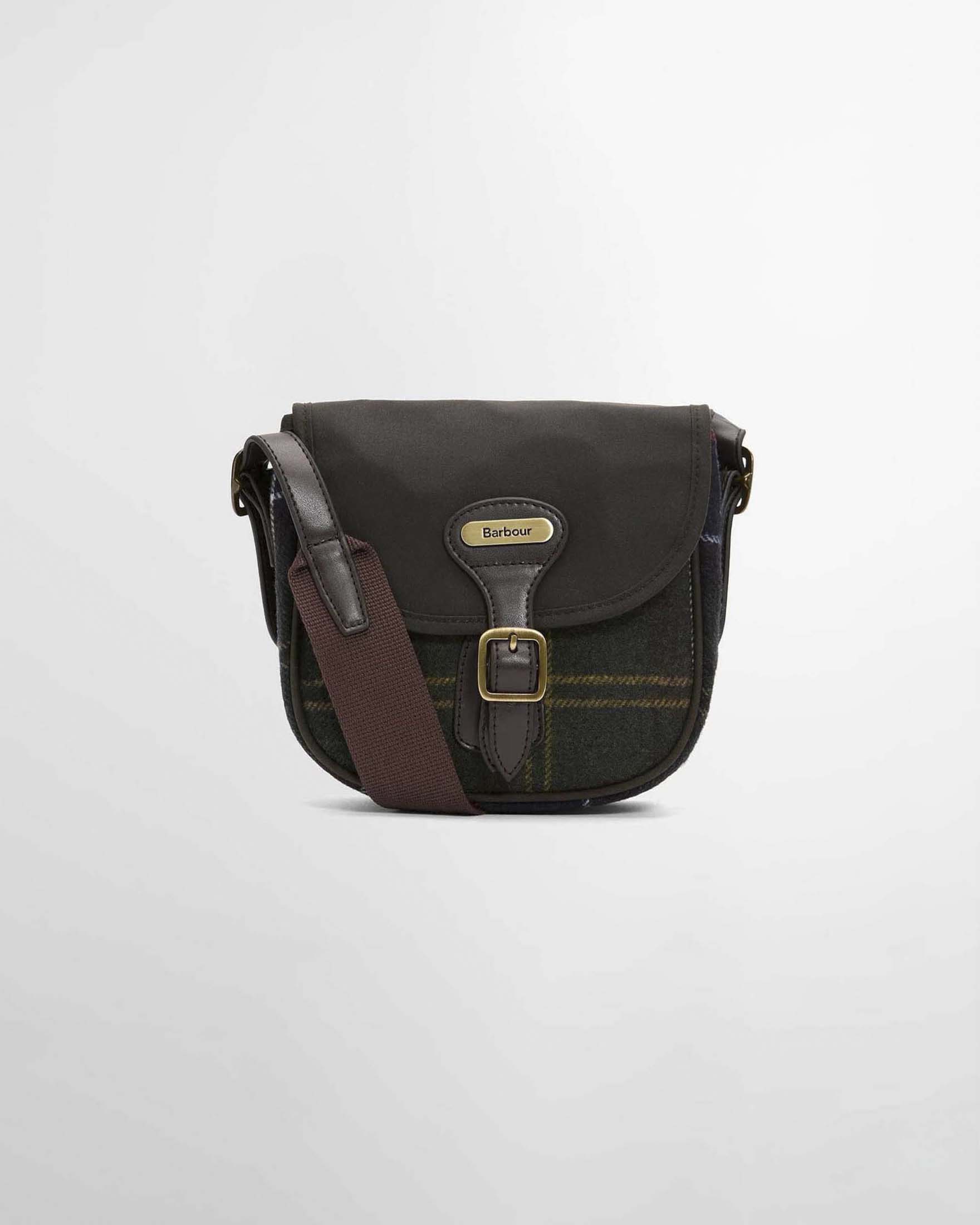 Mini borsa a tracolla Whitley Barbour verde in tartan blu con chiusura a sgancio rapido