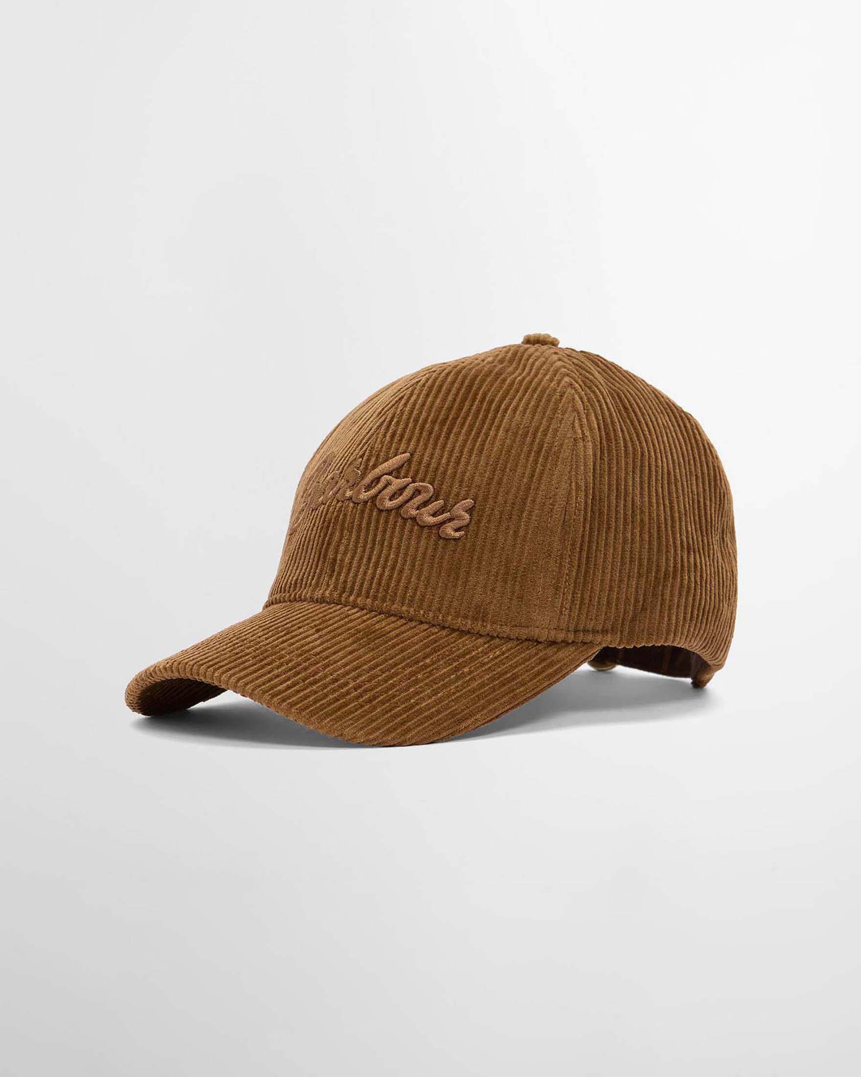 Cappellino baseball Ivybridge Barbour color cuoio in velluto a coste con logo ricamato
