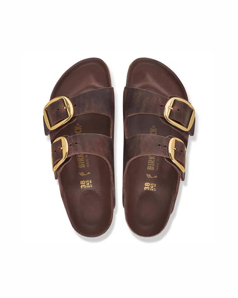Sandali Arizona Big Buckle Birkenstock color testa di moro in pelle nabuk oliata image