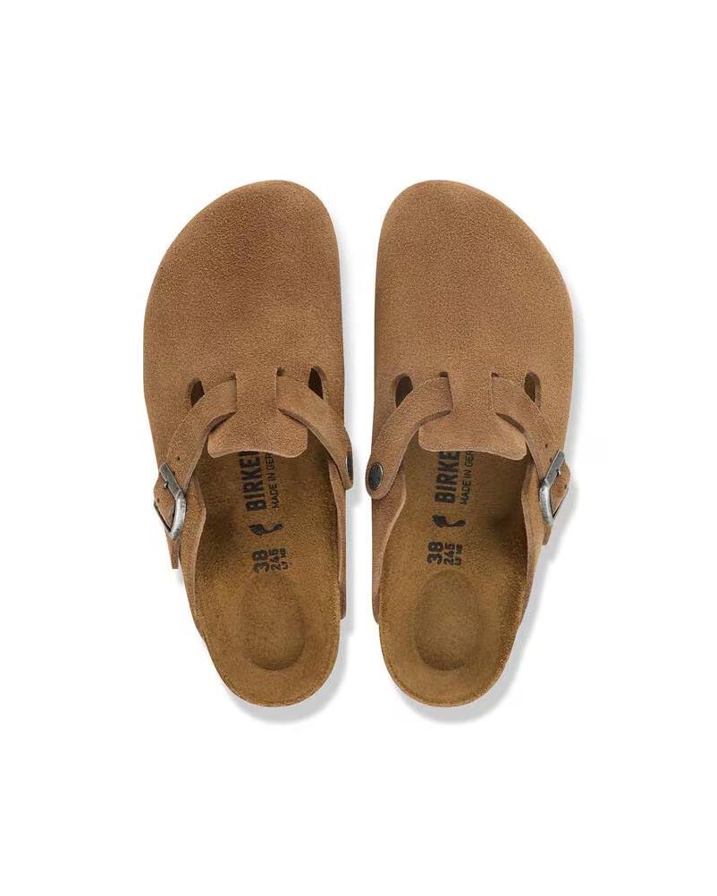 Sandali chiusi Boston Birkenstock nocciola in pelle scamosciata stampa pitonata image