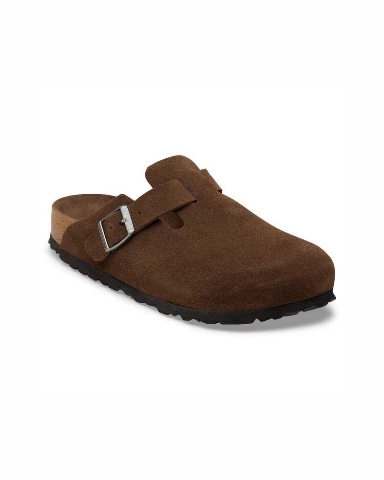 Sandali chiusi Boston Soft Footbed Birkenstock testa di moro in pelle scamosciata