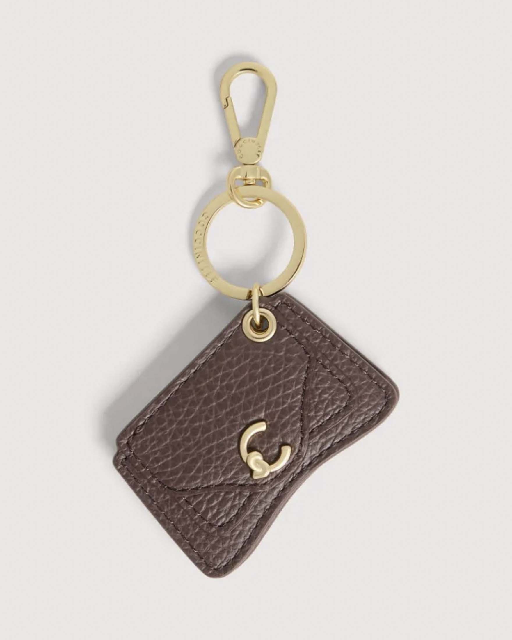 Portachiavi C-Me Coccinelle bordeaux in pelle a forma di borsa con specchio